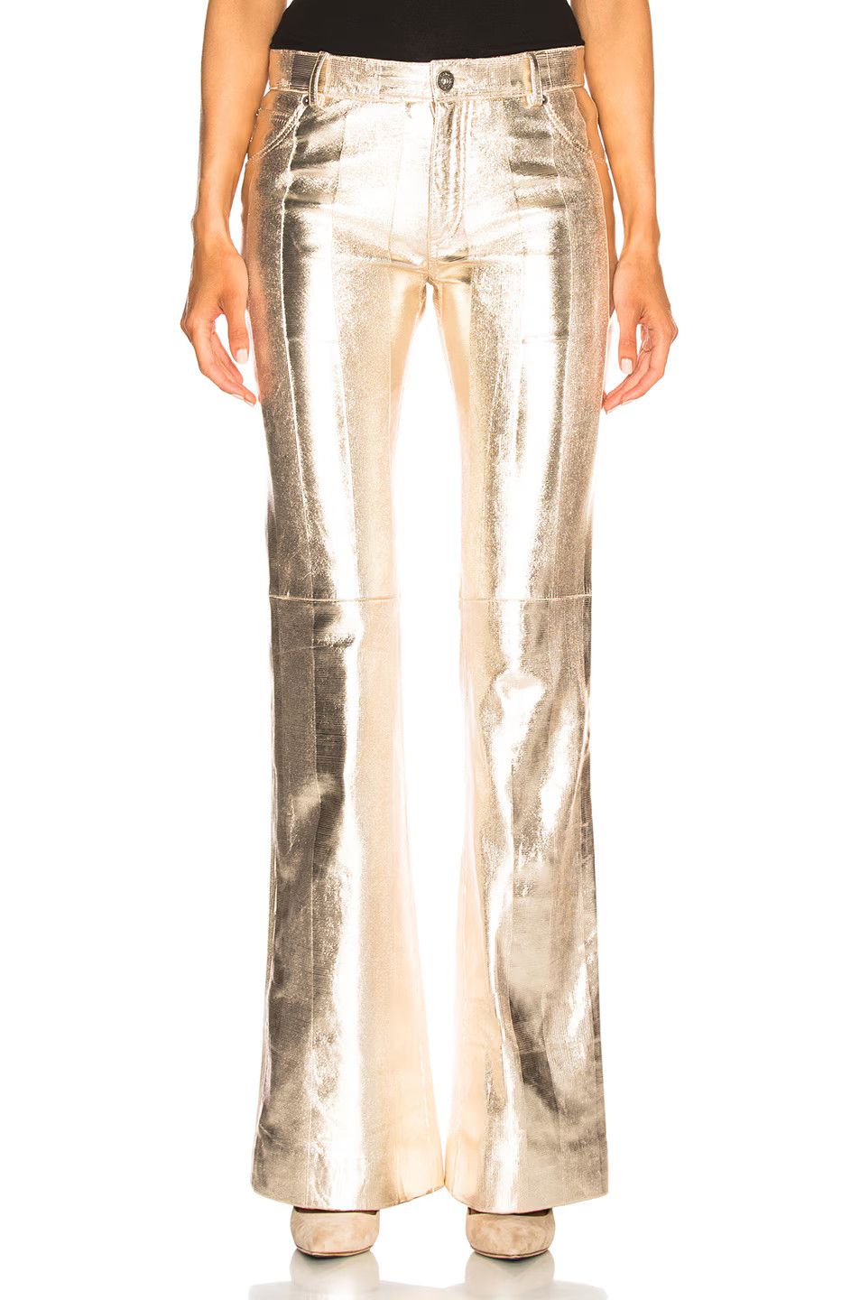 Chloe o1y0825 Leather Casual Pant in Platinum Size 32" / US 10 / IT 46 - 1 Thumbnail