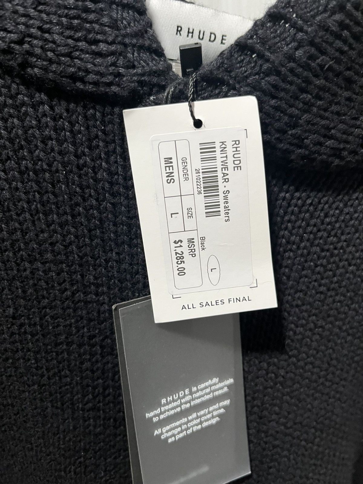 Rhude Rhude Knitted Sweater Hoodie New Black Mens Size US L / EU 52-54 / 3 - 8 Thumbnail