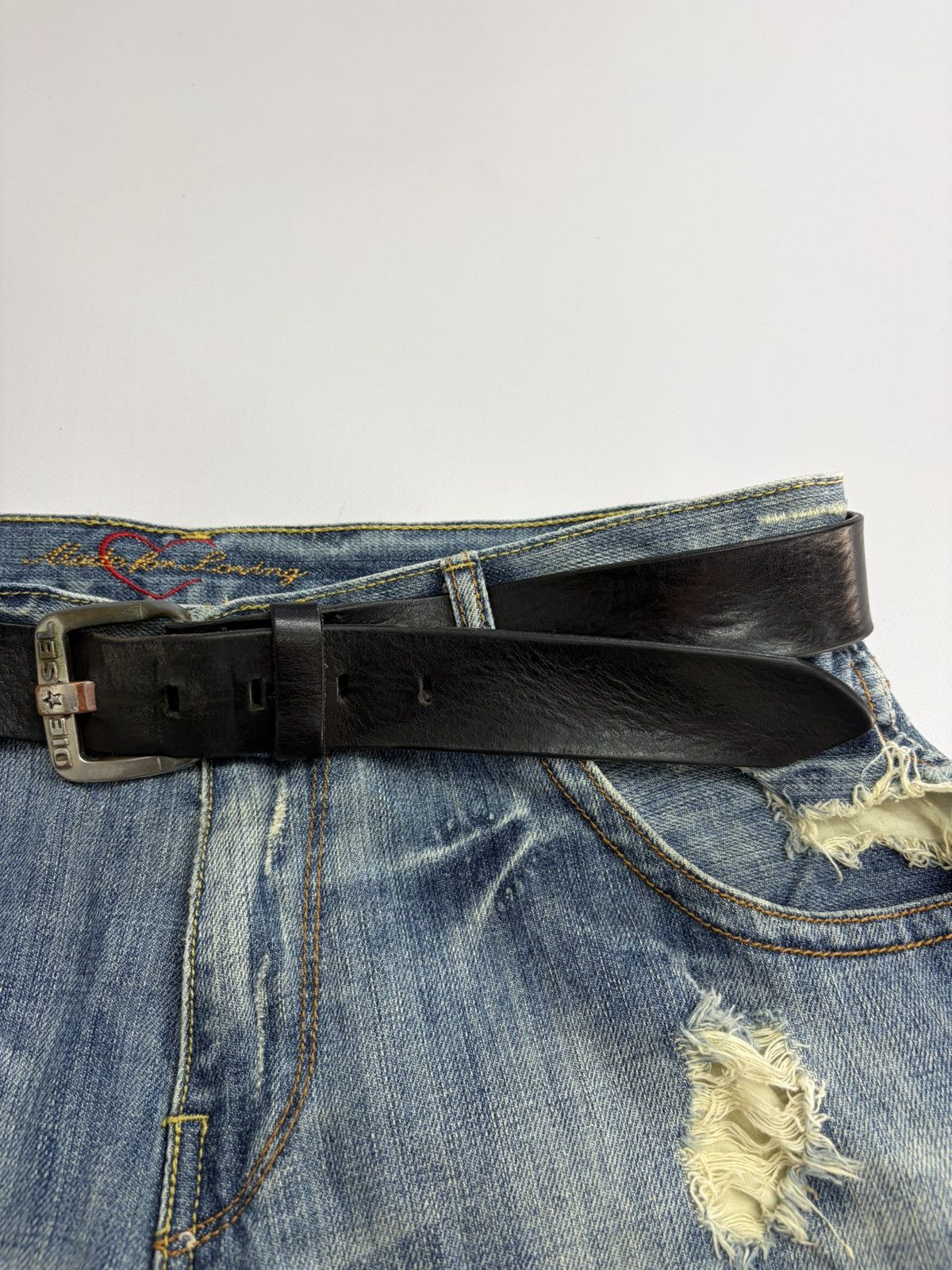 Diesel Vintage Diesel Belt Y2K Rhinestones Punk Leather size 34/36 Size 34 - 4 Thumbnail