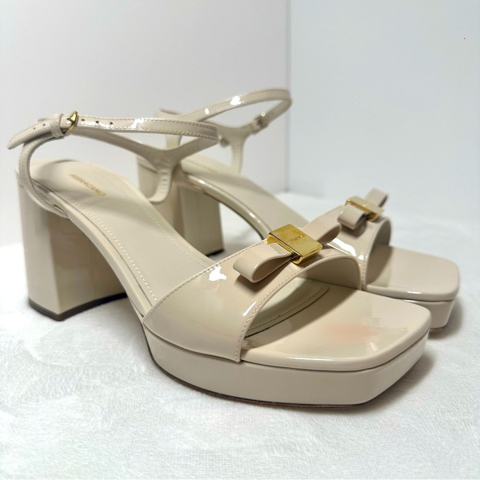 Salvatore Ferragamo Ferragamo Marika Patent Leather Women's Sandals Size US 9 / IT 39 - 1 Thumbnail