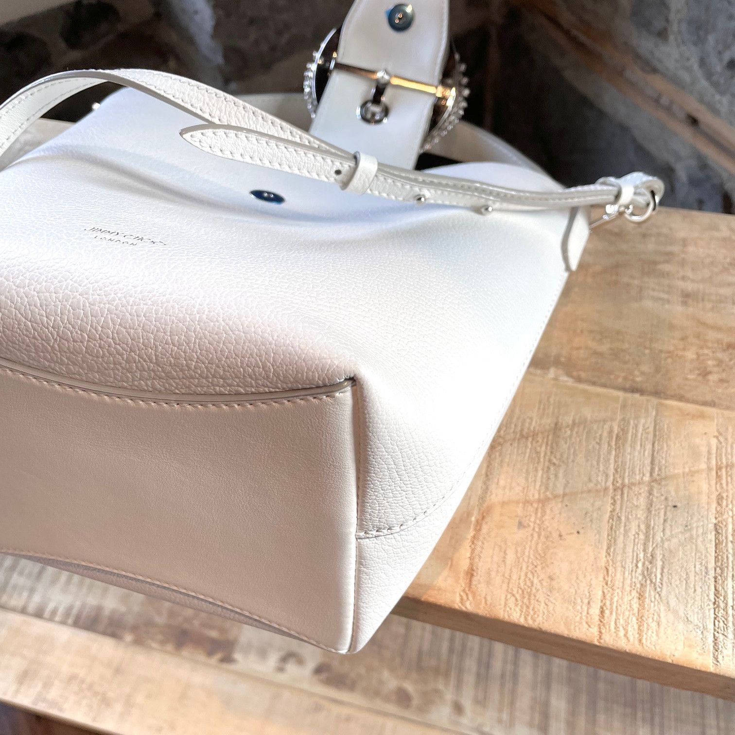 Jimmy Choo Jimmy Choo Ivory Leather Crystal Madeline Bucket Bag Size ONE SIZE - 7 Thumbnail