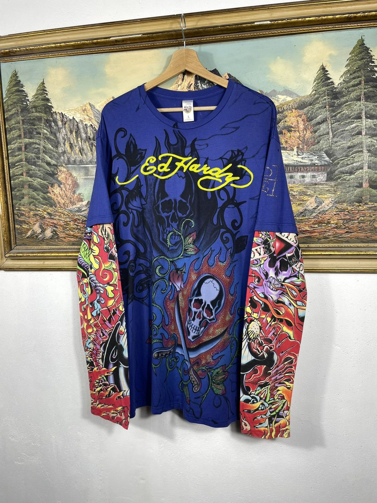 Ed Hardy × Sex Skateboards × Vintage Ed Hardy Retro 00s Baggy Loose Tee Sweatshirt Grunge Cyber Size L / US 10 / IT 46 - 3 Thumbnail