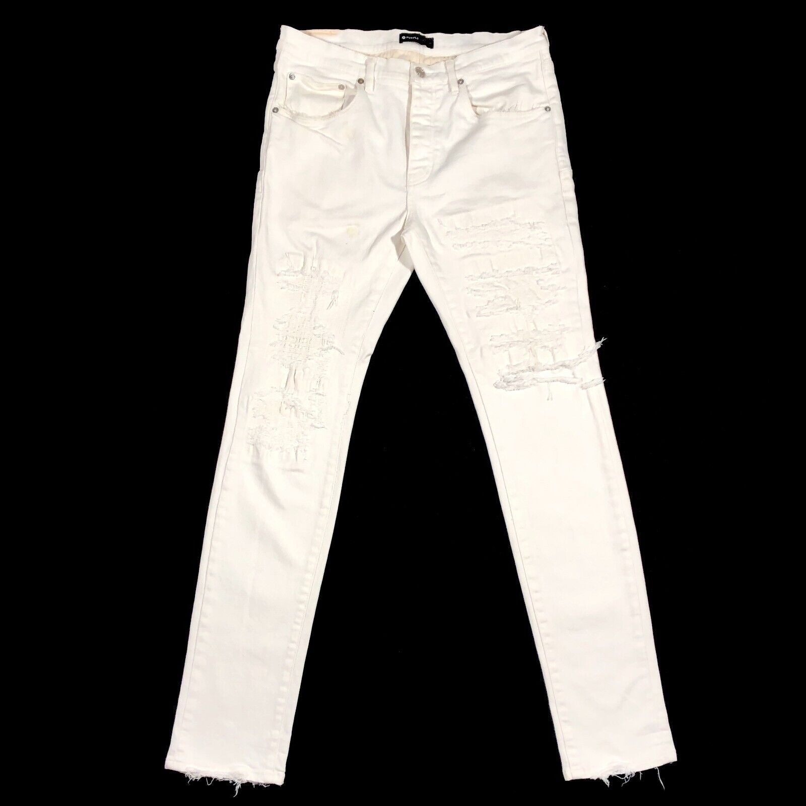 Purple Brand PURPLE BRAND P001 GREY FOUR POCKET DESTROY Jeans size 36x34 Size US 36 / EU 52 - 7 Thumbnail