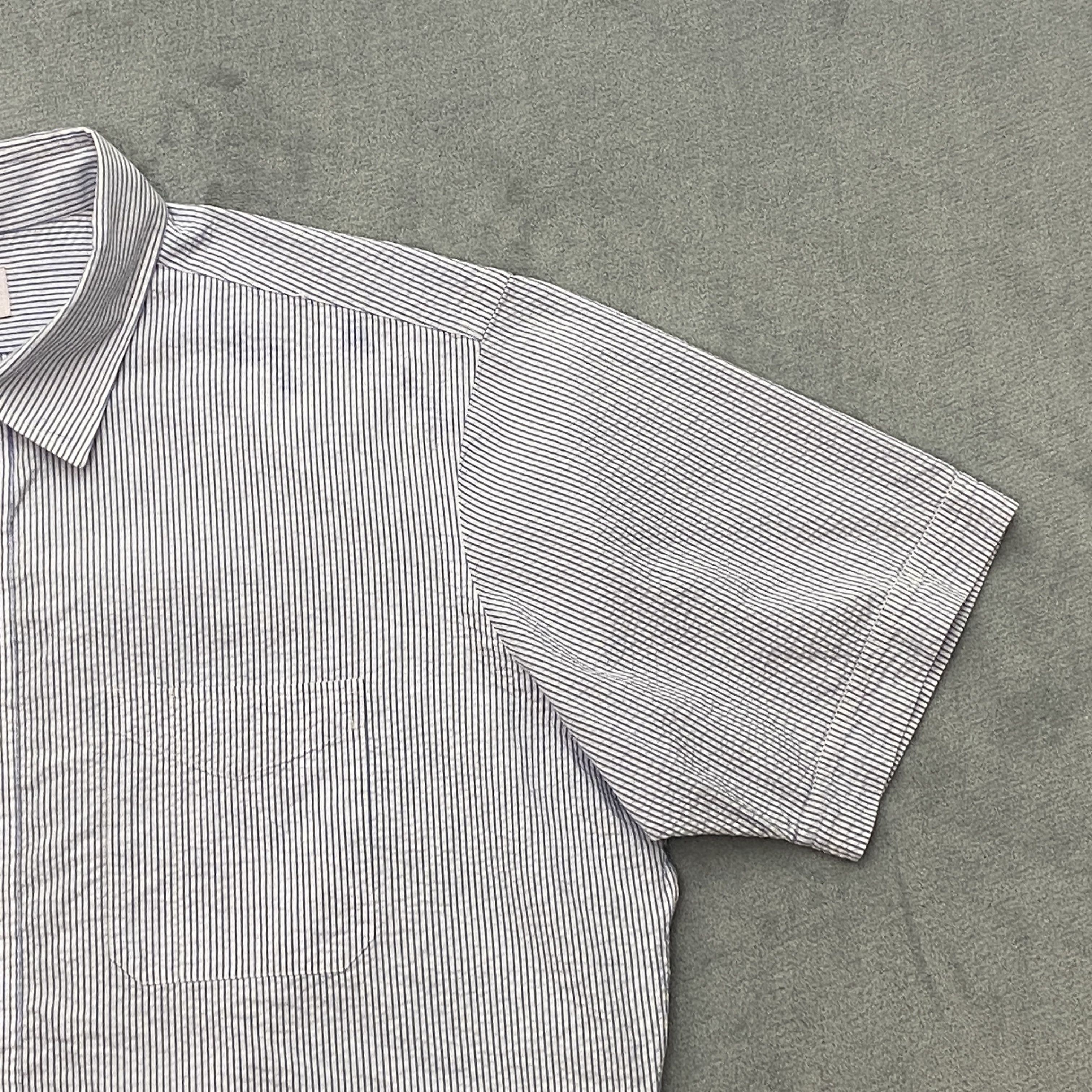 Hamilton Shirts SEERSUCKER Shirt Men XL Blue Striped Puckered Short Sleeve Size US XL / EU 56 / 4 - 5 Thumbnail