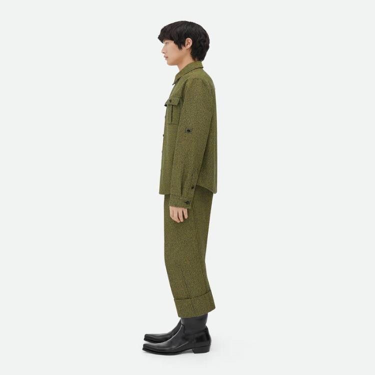 Bottega Veneta o1n1vont1224 Relaxed Fit Textured Cotton Shirt in Green Size US M / EU 48-50 / 2 - 2 Thumbnail
