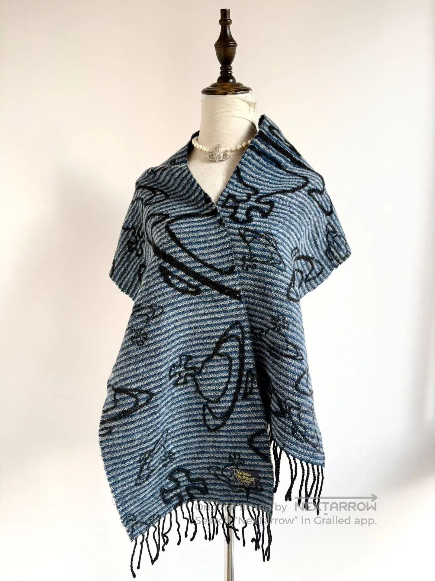 Vivienne Westwood Vivienne Westwood Black Blue Striped Scarf. Size ONE SIZE - 5 Thumbnail