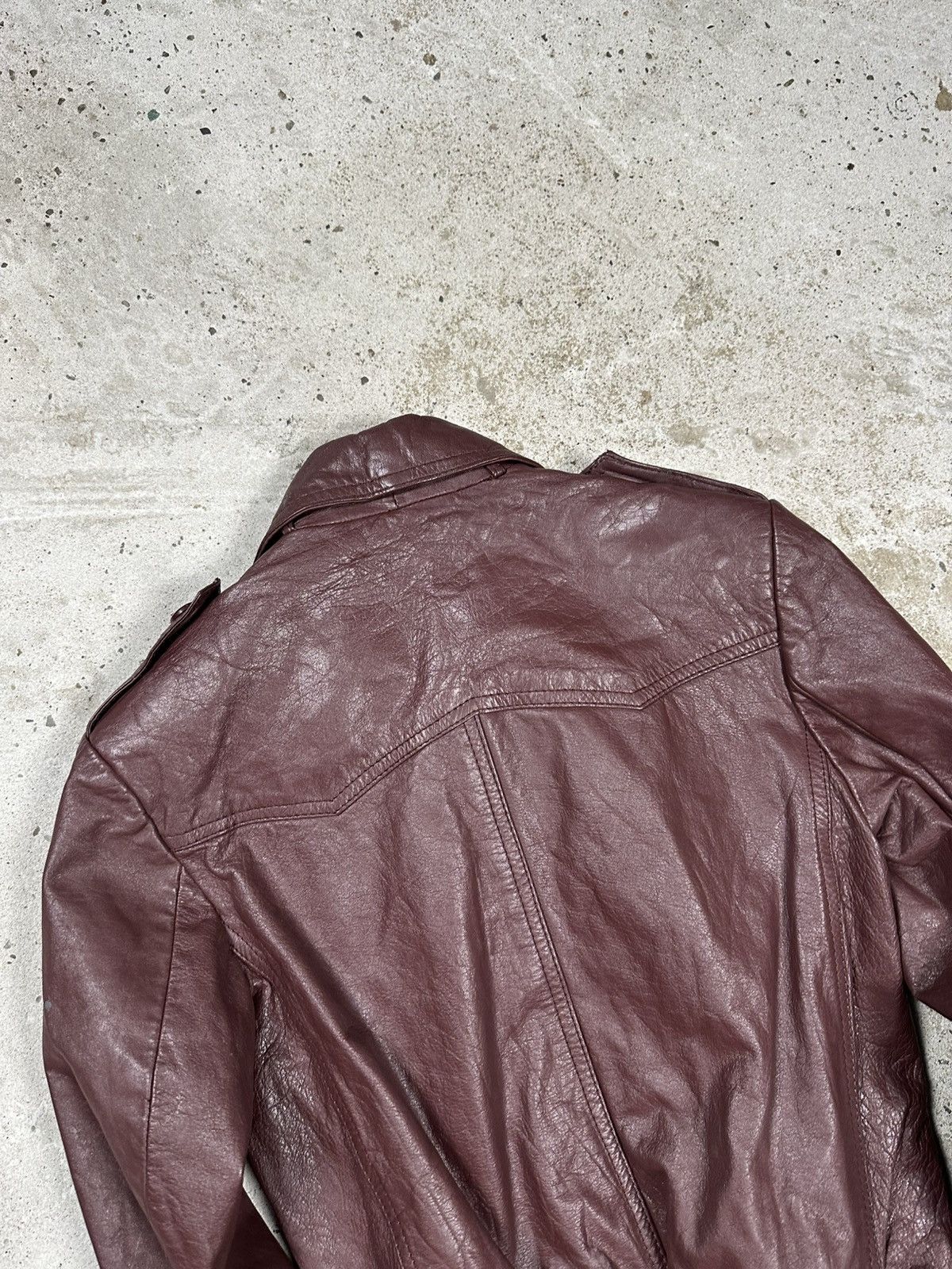 Other Vintage 90s Burgundy Genuine Leather Bomber Utility Jacket Size US XS / EU 42 / 0 - 12 Thumbnail
