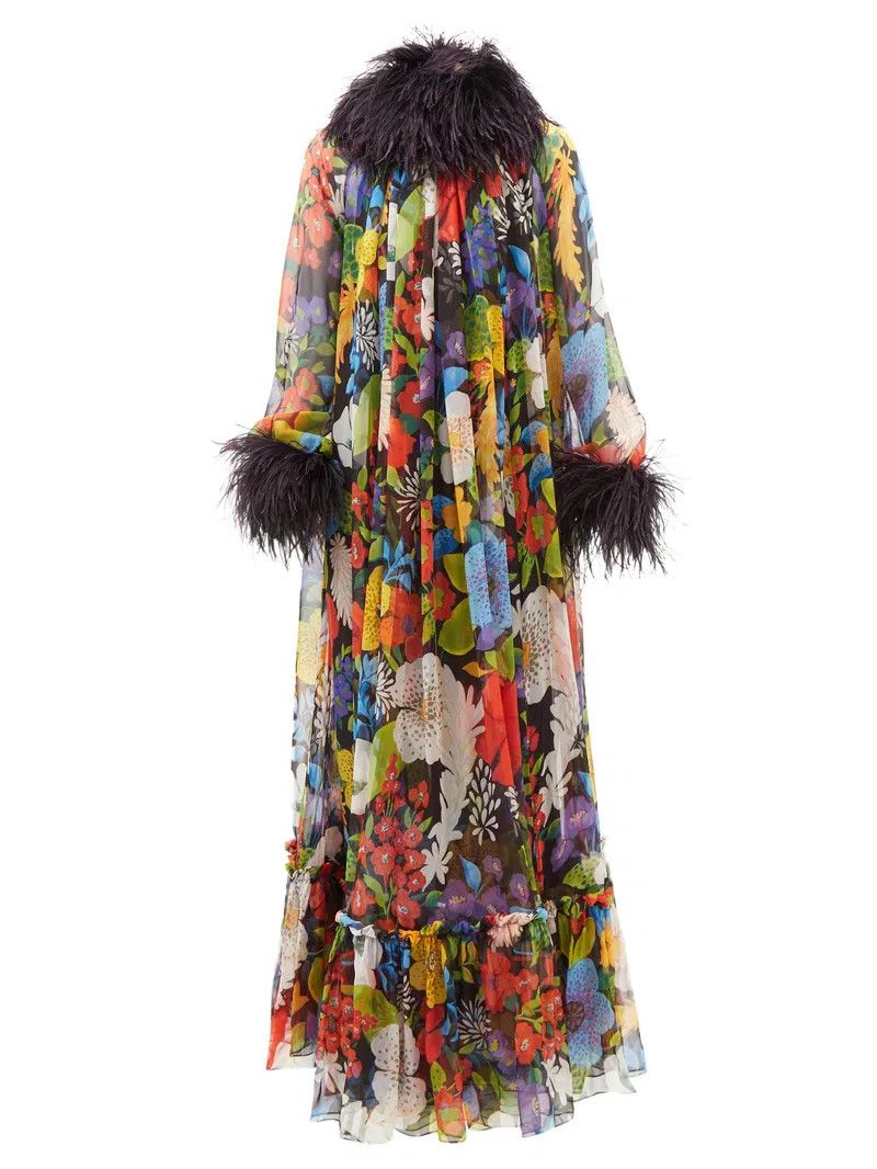 Saint Laurent Paris o1bcso1str1125 Maxi Dress In Floral Silk in Multicolor Size M / US 6-8 / IT 42-44 - 1 Thumbnail