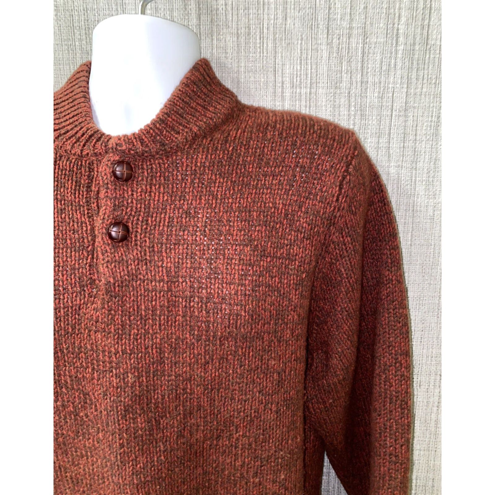 Vintage LL Bean Sweater Shirt 1/2 Button Up Lambswool Mens Size L Brown Size US L / EU 52-54 / 3 - 2 Thumbnail
