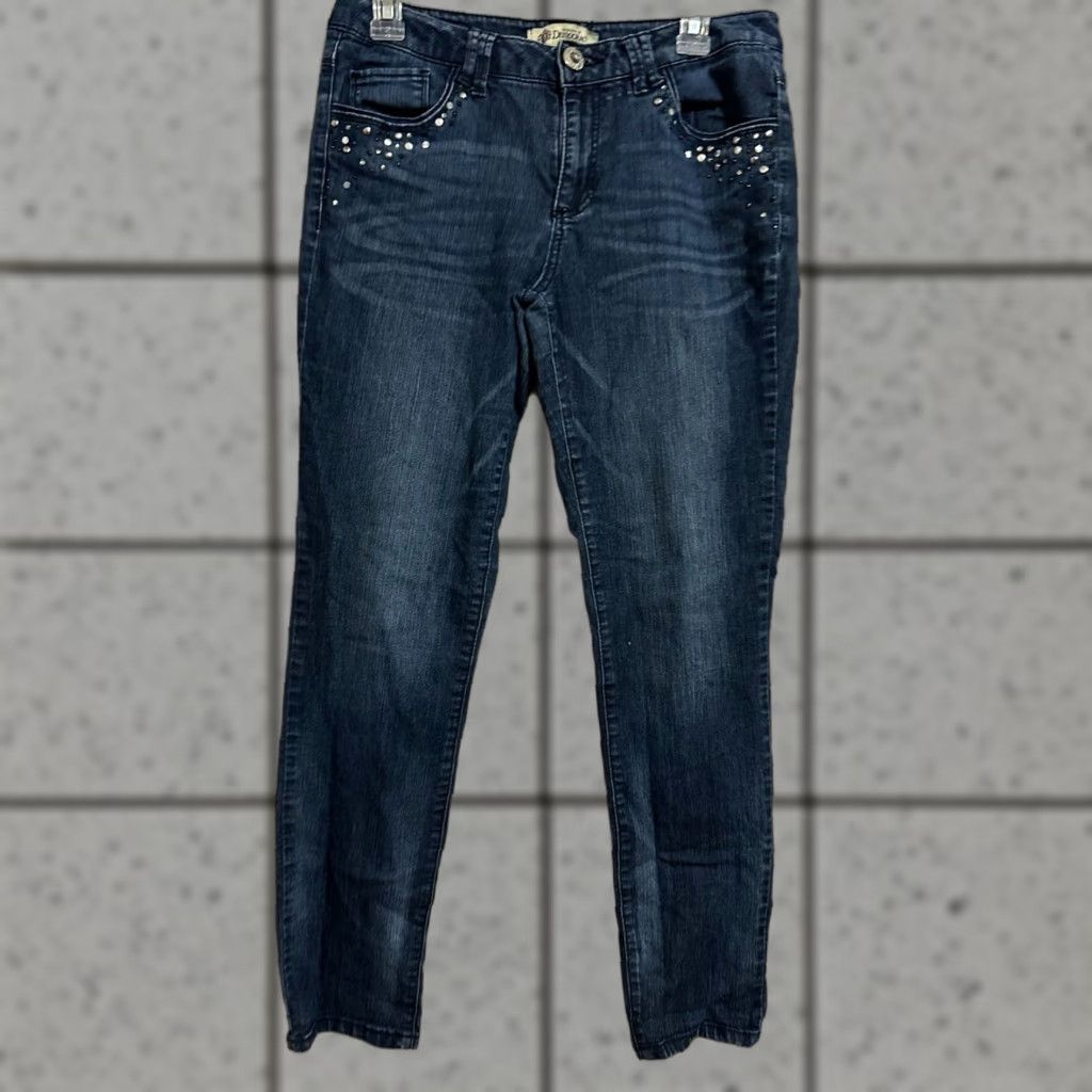 Vintage Democracy Justice Jegging Jeans Womens Size 8 Mid Rise Medium Wash Blue Denim Comfort Regular, Logo, Solid, Zip Closure Size 30" / US 8 / IT 44 - 1 Thumbnail