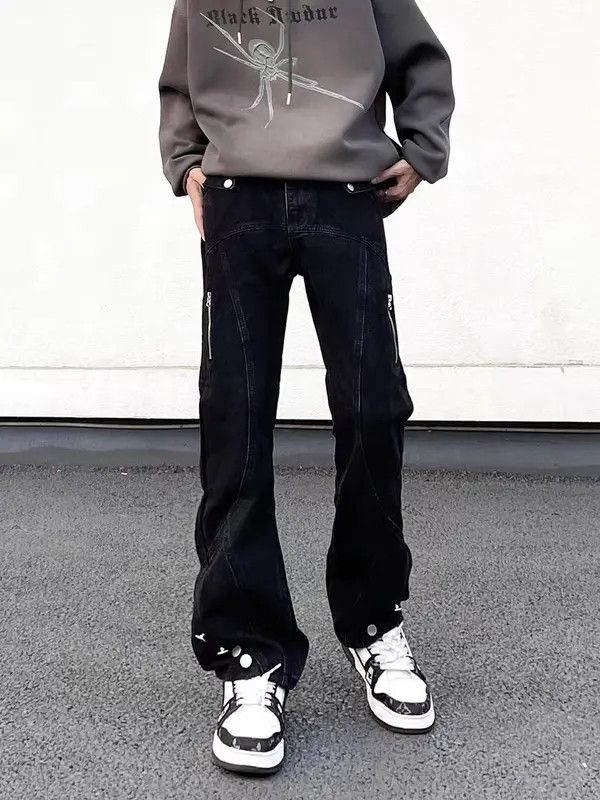 VIBE High street washed black patchwork bootcut jeans Size US 34 / EU 50 - 6 Thumbnail