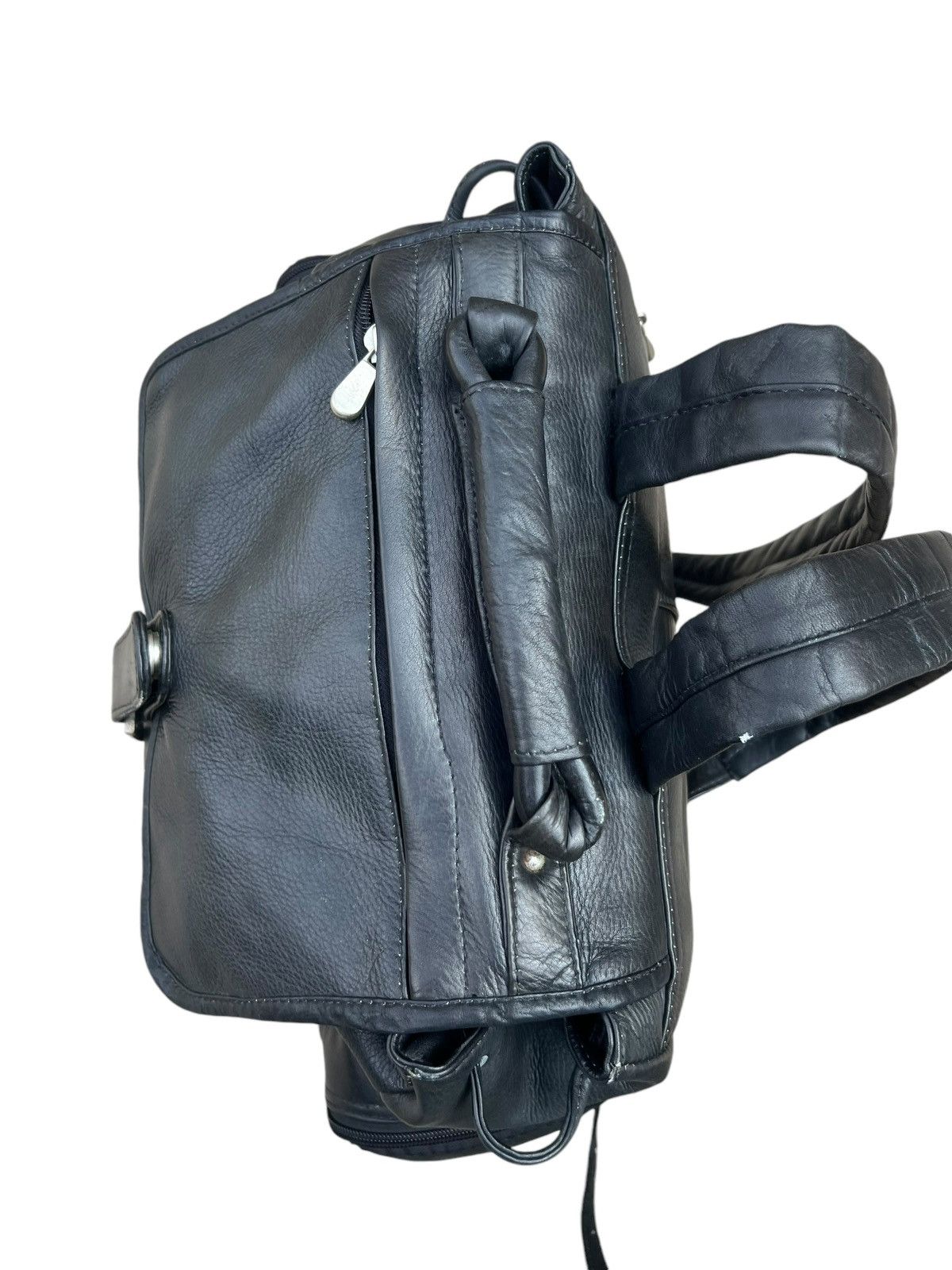 Leather Vintage PIEL Hand Made All Leather Black Backpack Bag Size ONE SIZE - 18 Thumbnail