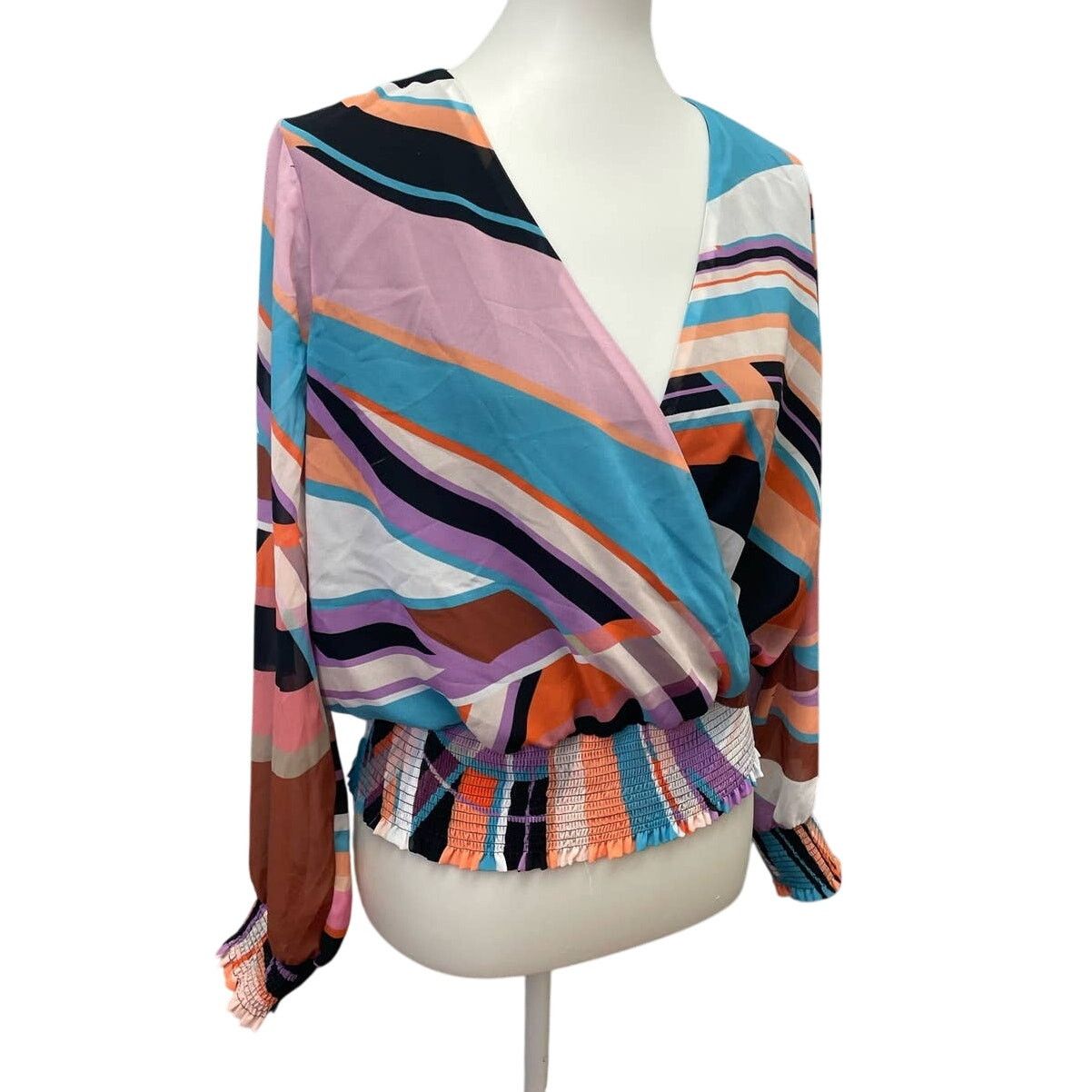 Bar III Bar III Womens Medium Gathered Waist Mod Stripe Top Size M / US 6-8 / IT 42-44 - 1 Thumbnail