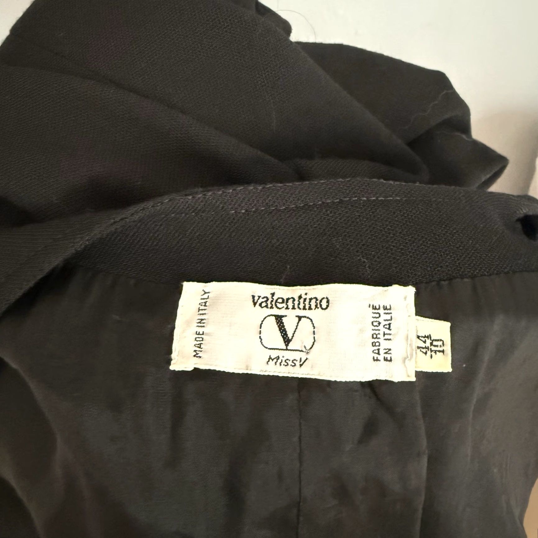 Valentino VINTAGE Valentino Miss V Black Wool Crepe Double Breasted Sheath Dress Sz 10 Size L / US 10 / IT 46 - 7 Thumbnail