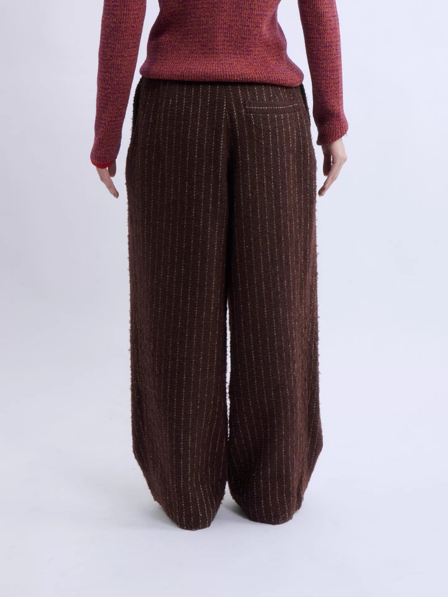 Vivienne Westwood Vivienne Westwood 00s RL Burgundy Wool Stripe Wide-Leg Size 25" / US 0 / IT 36 - 3 Thumbnail
