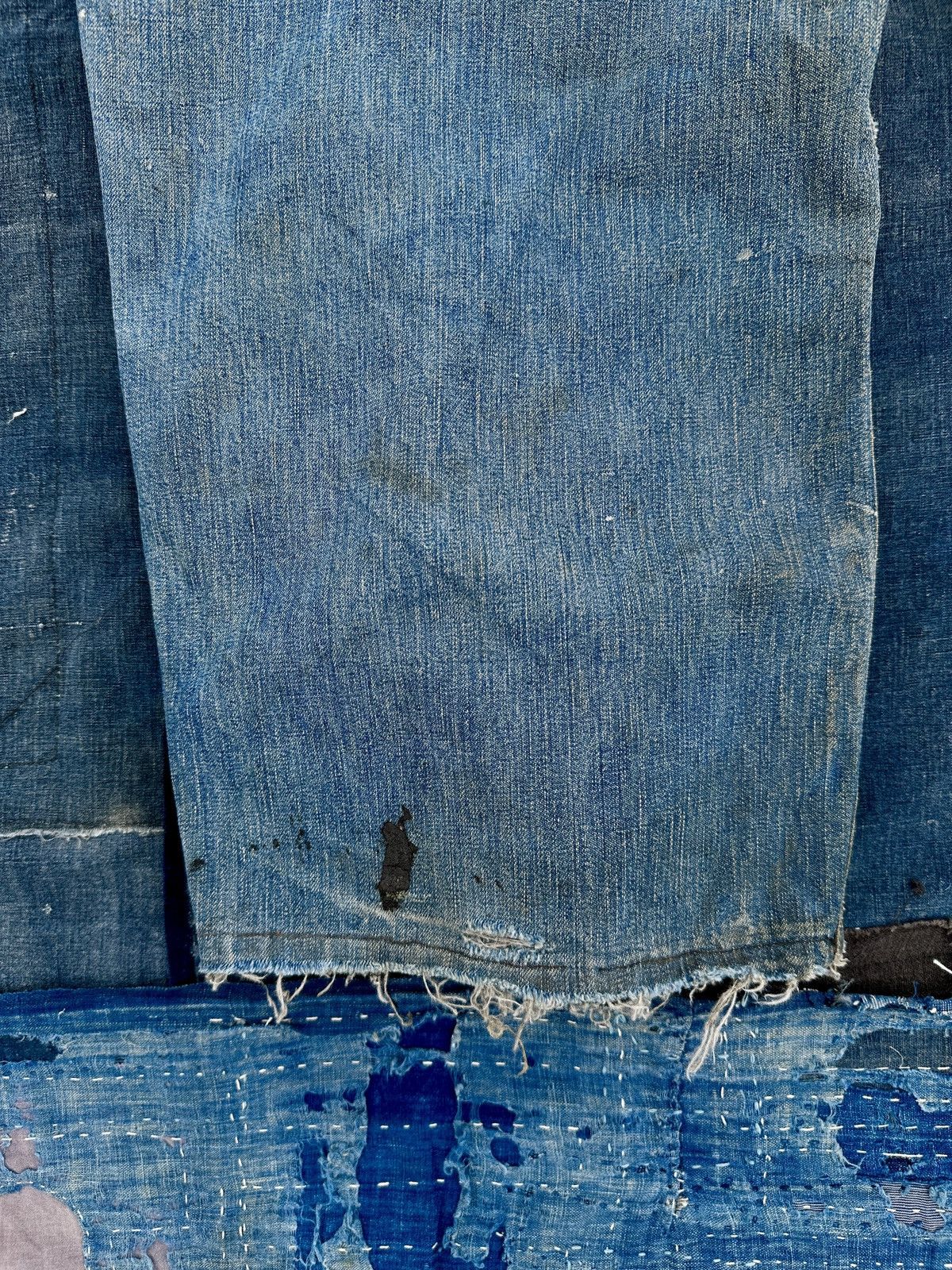 Lee 40s Trashed Union Sanforized Jelt Denim patchwork farmer bib Size US 38 / EU 54 - 16 Thumbnail