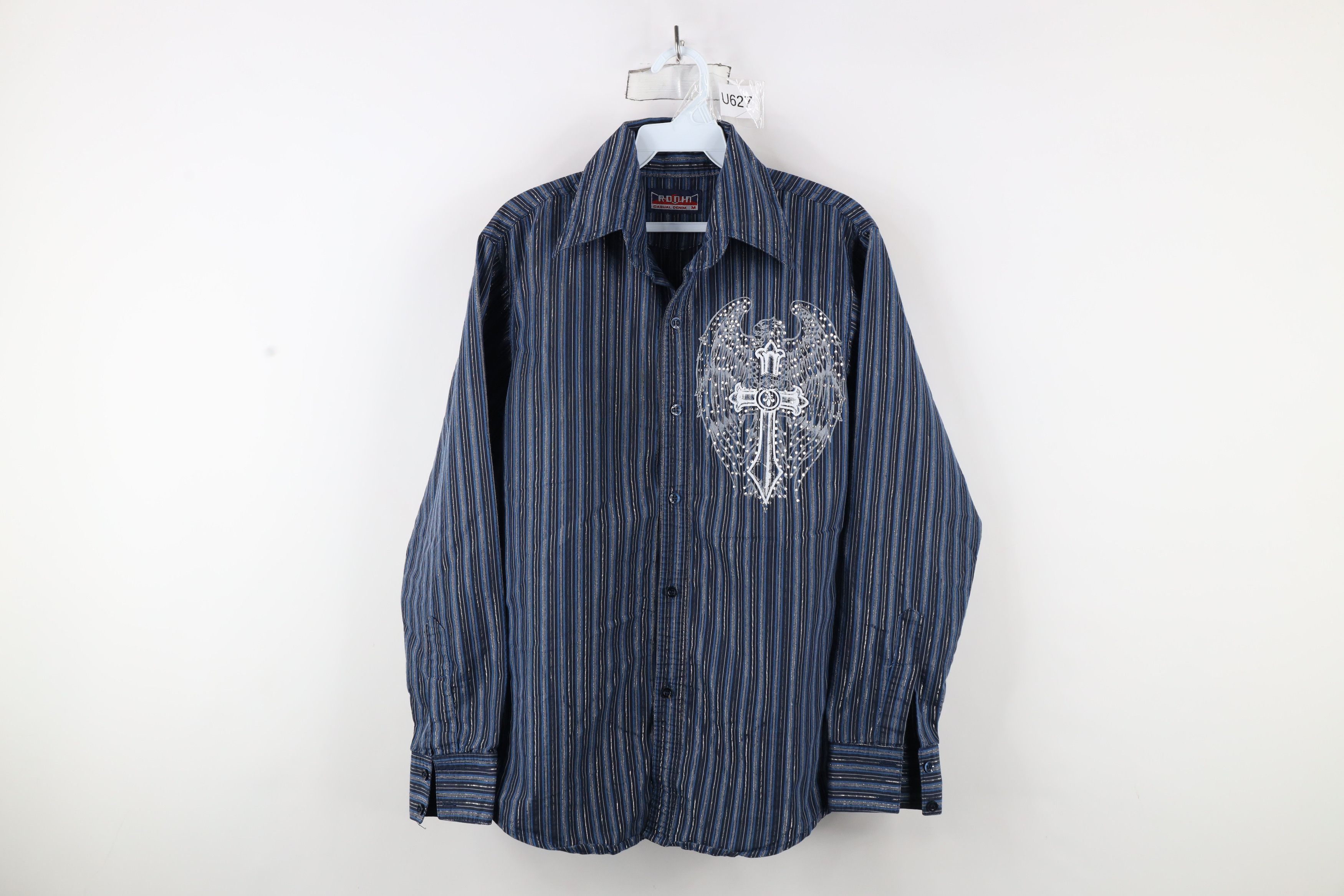 Vintage Vintage 90s Y2K Streetwear Striped MMA UFC Button Shirt Size US M / EU 48-50 / 2 - 1 Thumbnail