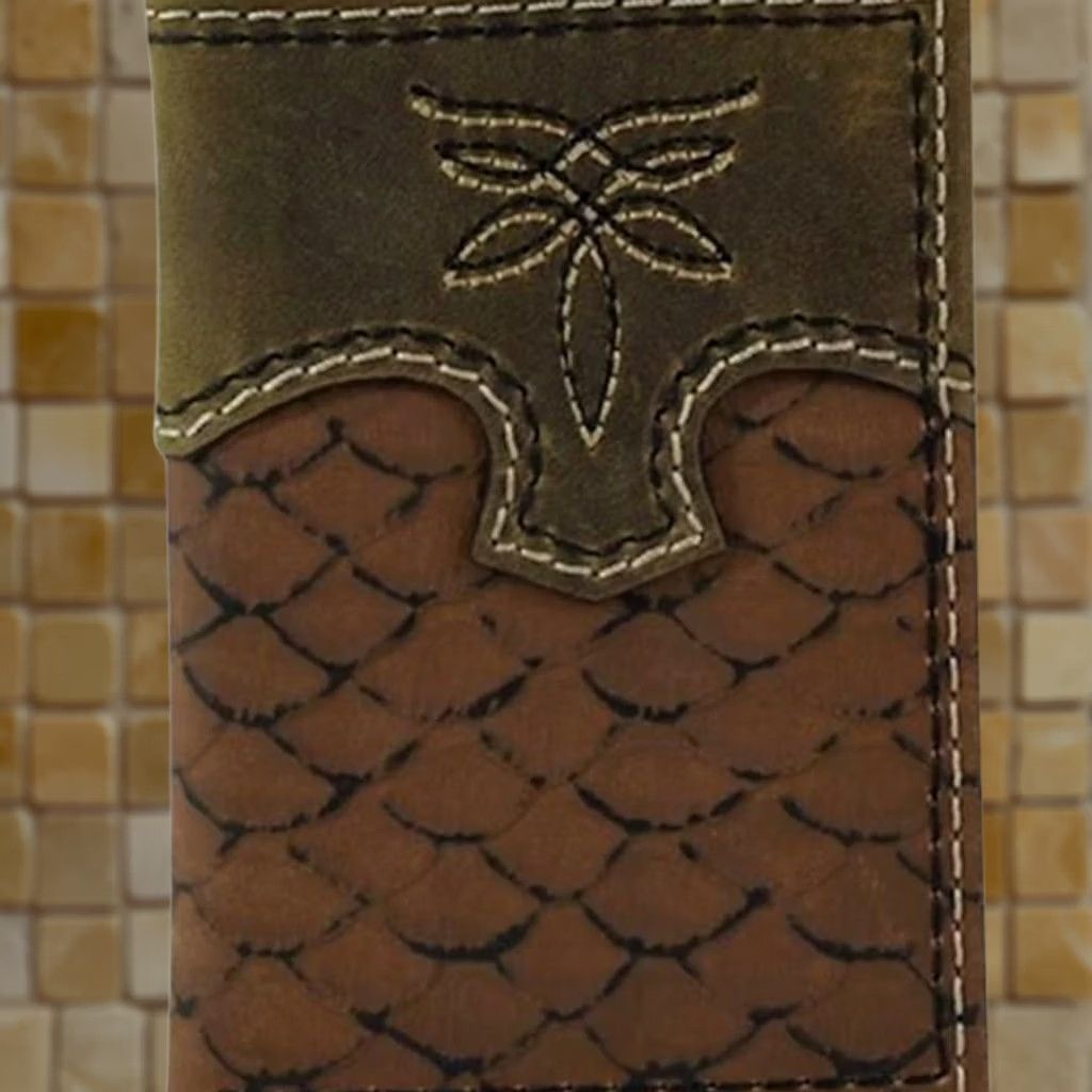 Tony Lama Tony Lama Wallet Western Trifold Leather Embossed Bass New MENS Brown 22100322W1 Size ONE SIZE - 1 Preview