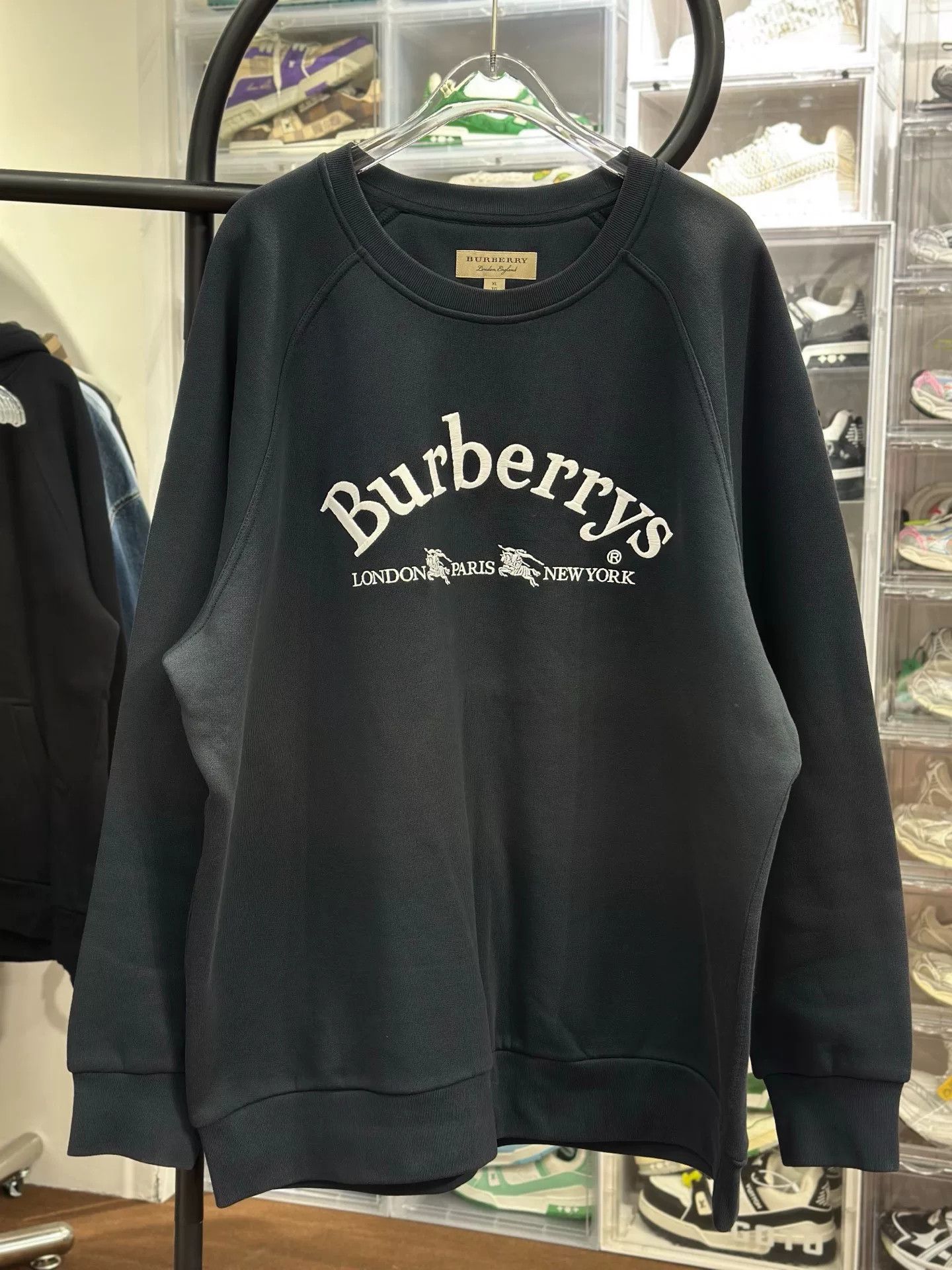 Burberry Burberry Retro Embroidered Blue Hoodie XL Men Size US XL / EU 56 / 4 - 1 Thumbnail