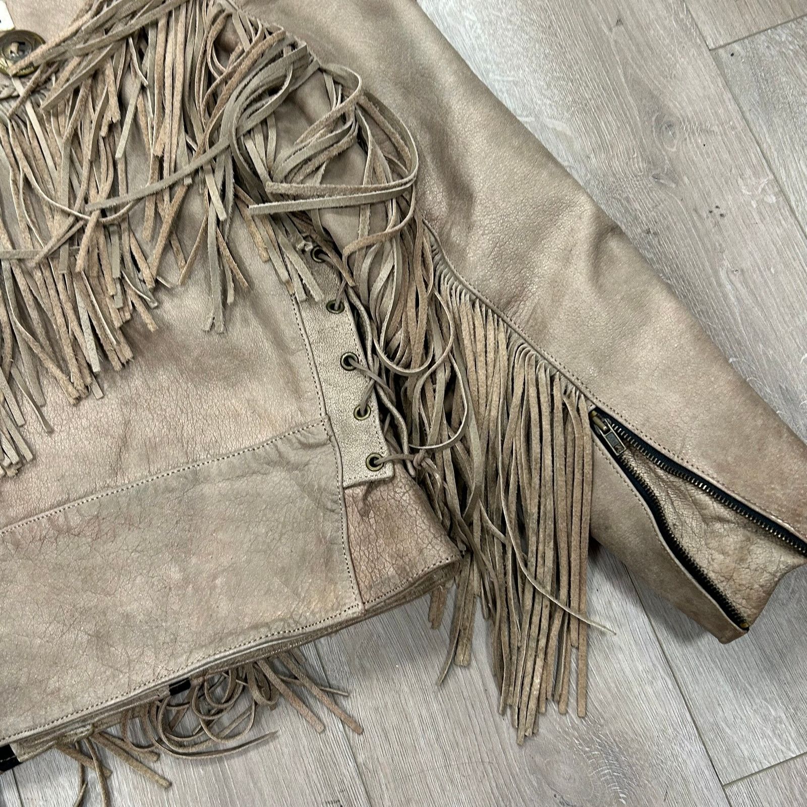 Harley Davidson Vintage Indian Motorcycle Fringe Tassel Brown Leather Jacket Size US L / EU 52-54 / 3 - 11 Thumbnail