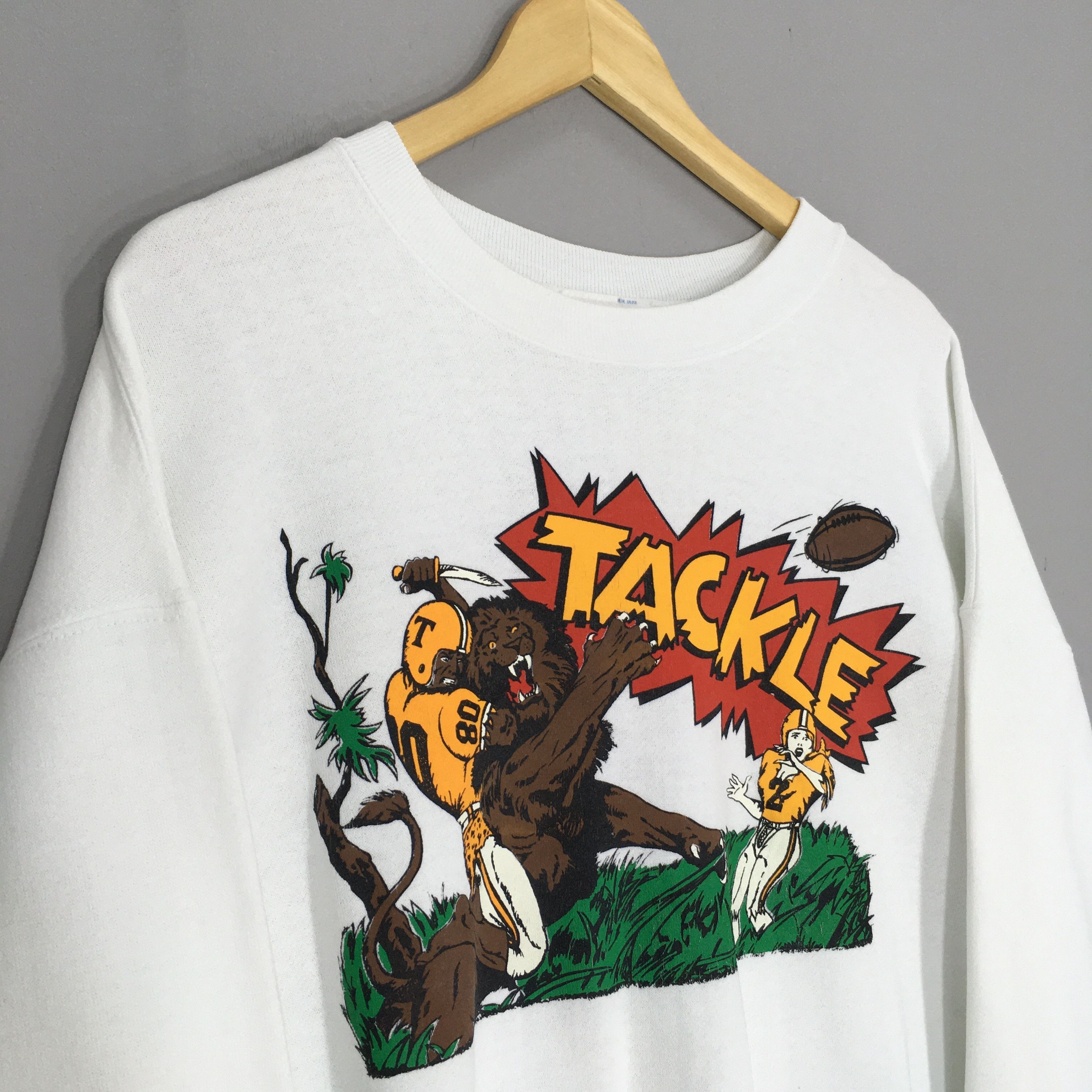 Vintage Vintage 90s American Football Rugby Boxy Sweatshirt Large Size US L / EU 52-54 / 3 - 3 Thumbnail
