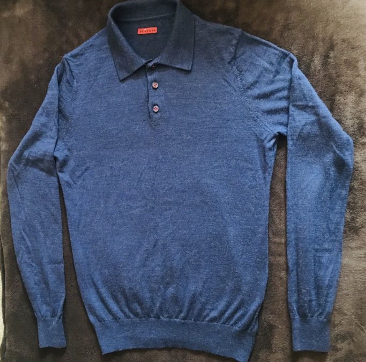image of Kiton Polo Sweater 100% Wool Luxury in Blue, Men's (Size Small)
