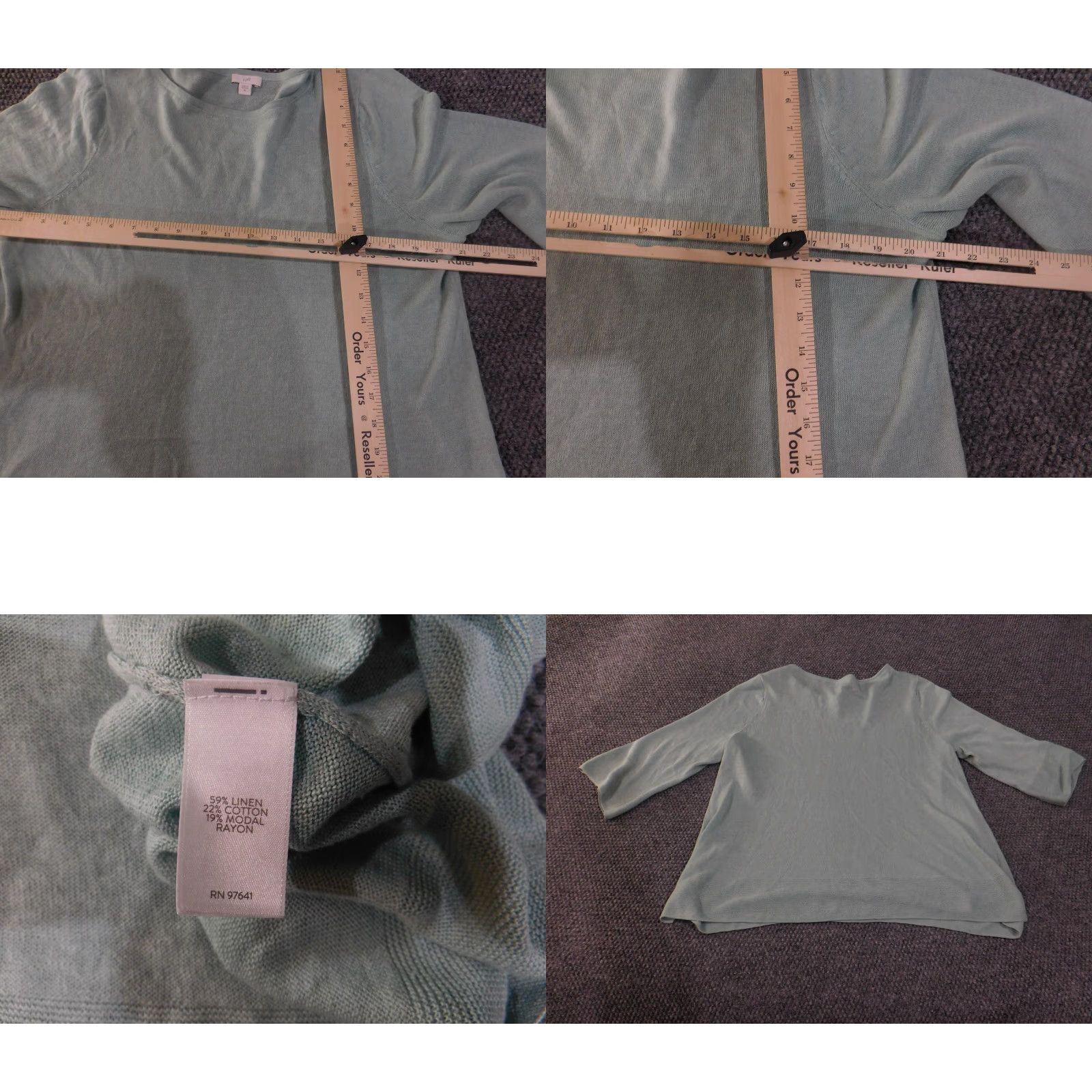 Vintage J Jill Sweater Womens XL Green 3/4 Sleeve Knit Pullover Top Crew Neck Lightweight Casual Knit Pullover Top Linen Cotton Modal Rayon Size XL / US 12-14 / IT 48-50 - 8 Thumbnail