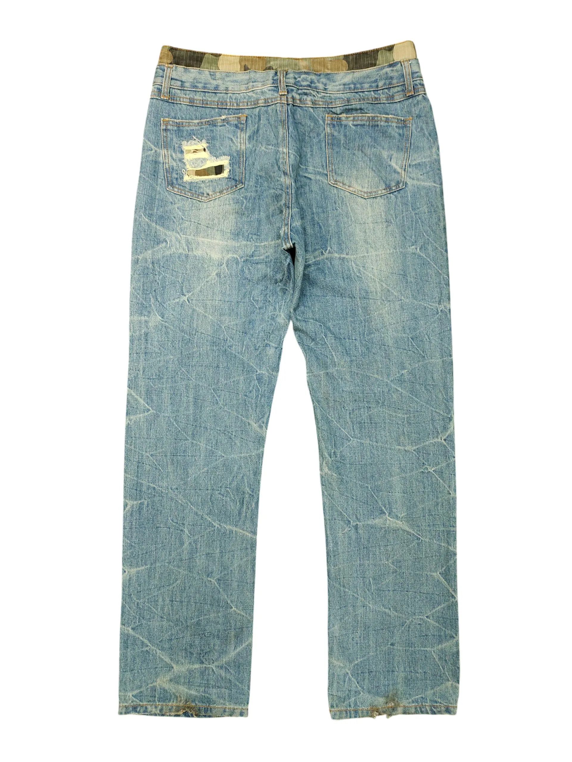 Comme des Garcons × Undercover Playchess Japan Double Waist Distress Patchwork Denim Jeans Size US 35 - 3 Thumbnail