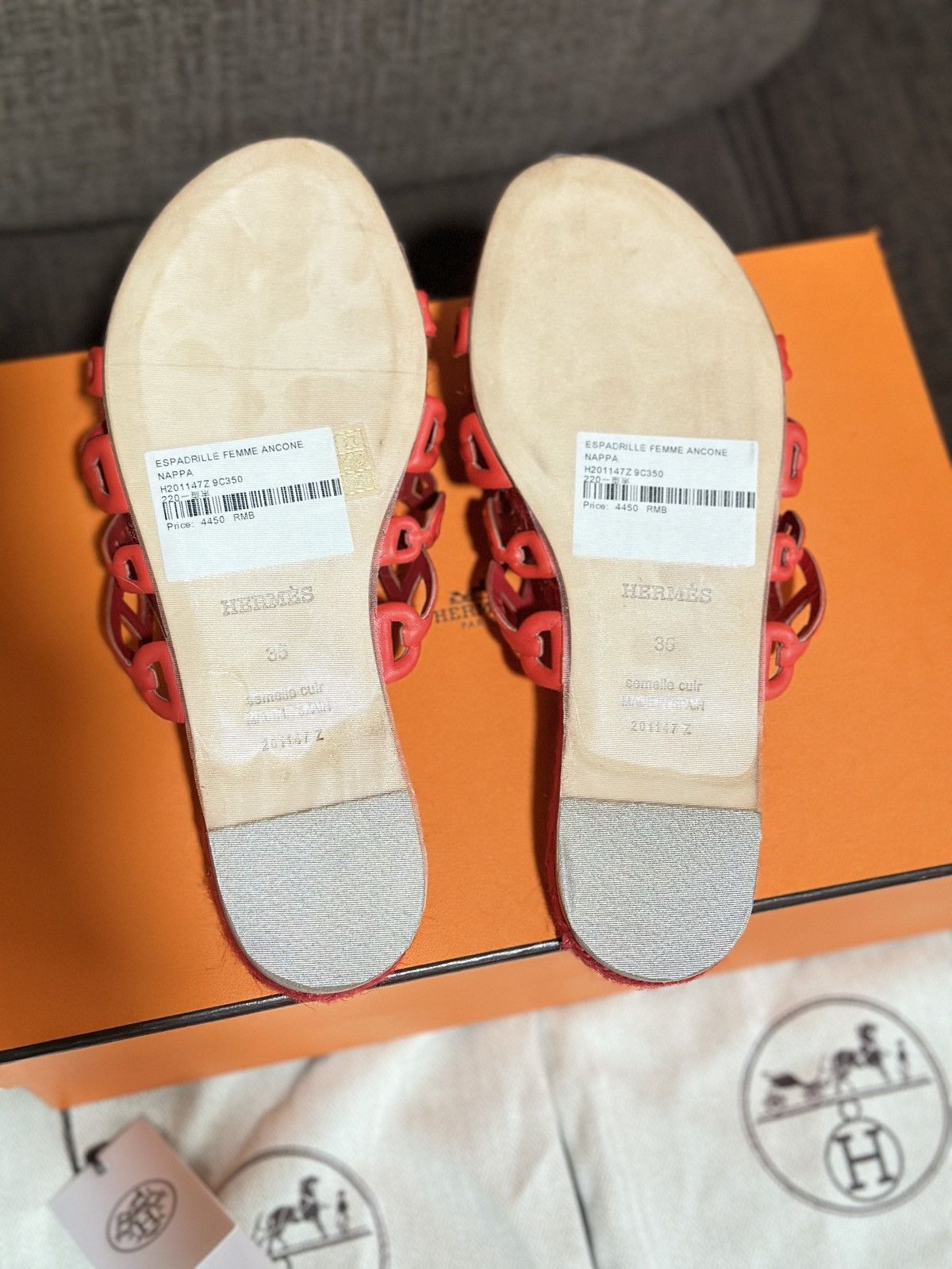 Hermes NWOT HERMES ANCONE Espadrilles Fem ancone Rouge Bali 35 Size US 5 / IT 35 - 4 Thumbnail
