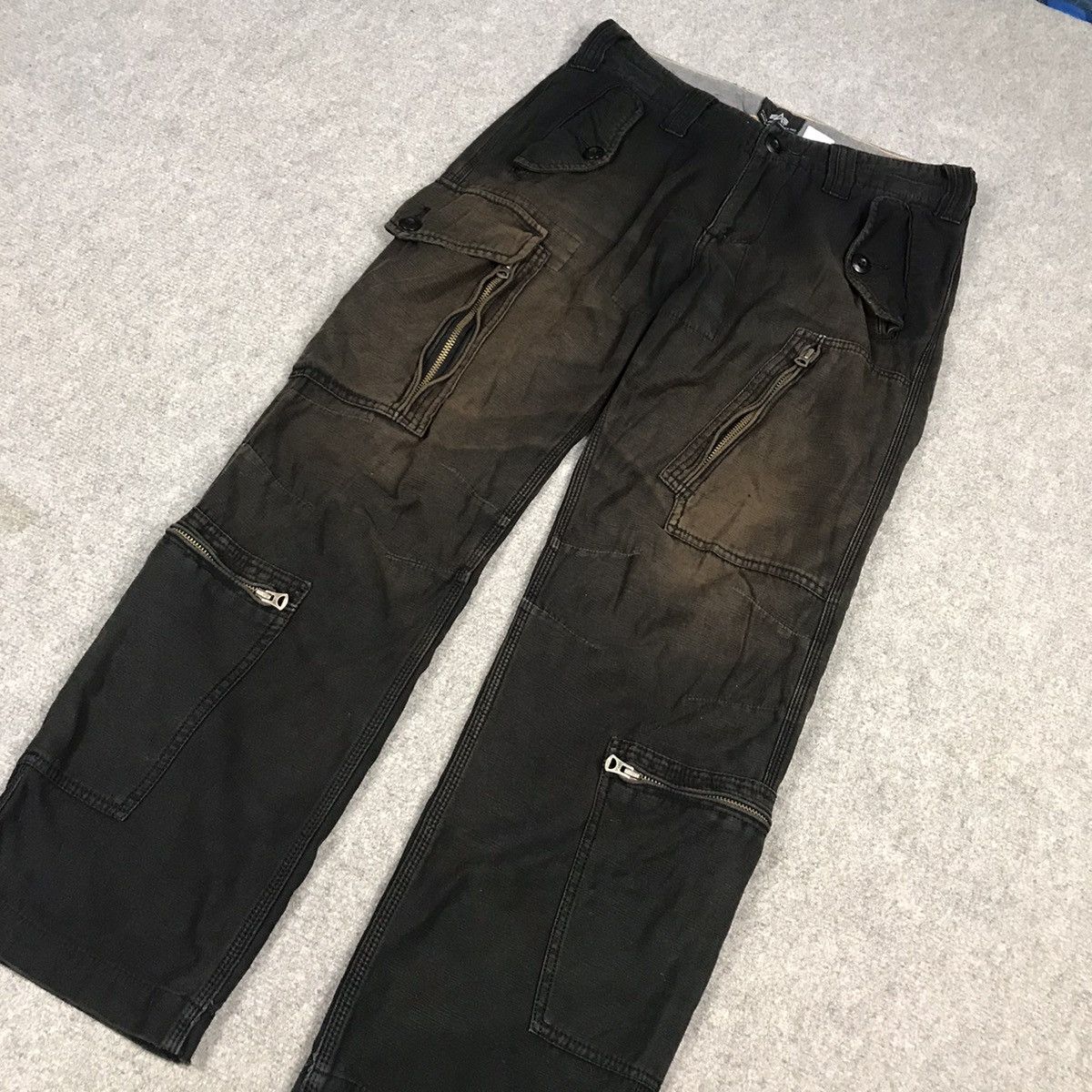 Alpha Industries × Japanese Brand Alpha Industries Sun Faded black Rusty cargo pants Size US 29 - 4 Thumbnail