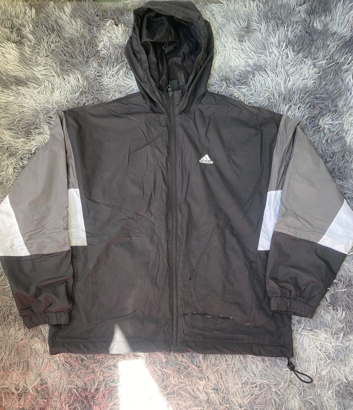 Adidas × Vintage Adidas windbreaker Hoodies Left logo 🚀 Size US L / EU 52-54 / 3 - 1 Thumbnail