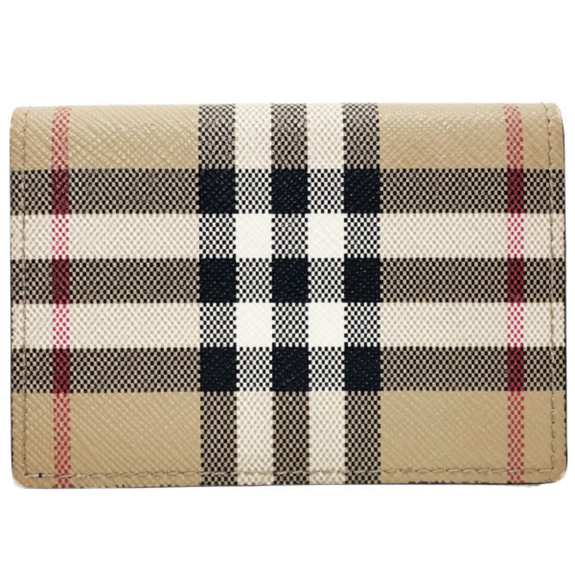 Burberry Check Trifold Wallet PVC Leather Beige Black BURBERRY Double Wallet AANN-15824