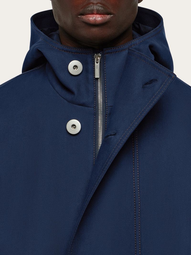 Salvatore Ferragamo o1s1rm0126 Denim Hooded Blouson Jacket in Blue Size US S / EU 44-46 / 1 - 10 Thumbnail