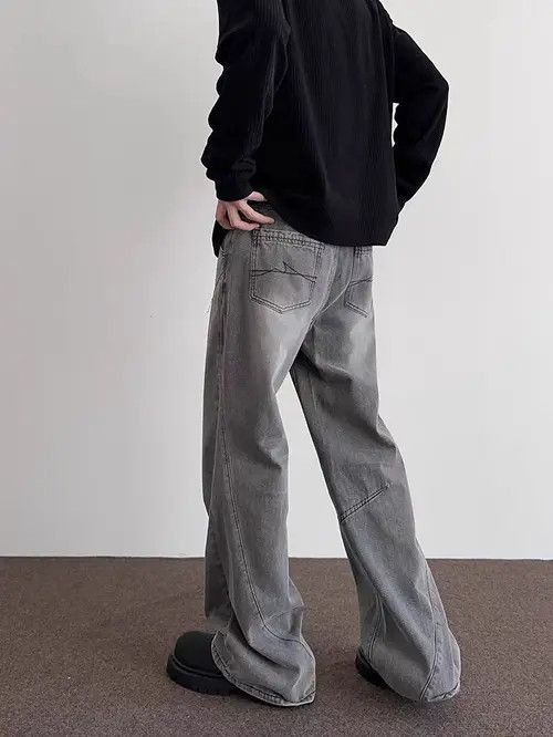 Japanese Brand × Jean Street vintage silhouette grey baggy jeans Size US 34 / EU 50 - 3 Thumbnail