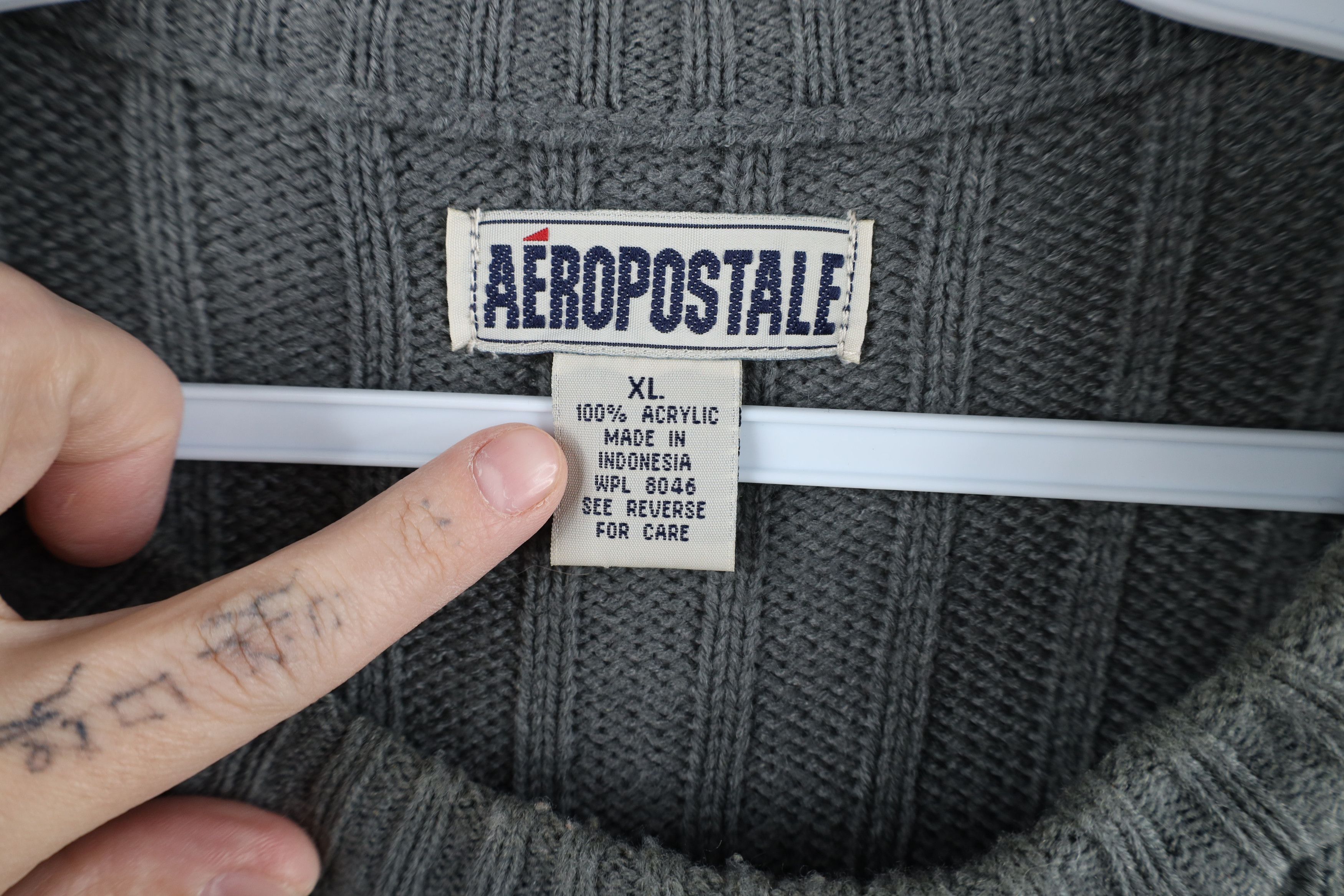Aeropostale × Vintage Vintage 90s Y2K Aeropostale Chunky Ribbed Knit Sweater Gray Size US XL / EU 56 / 4 - 6 Thumbnail