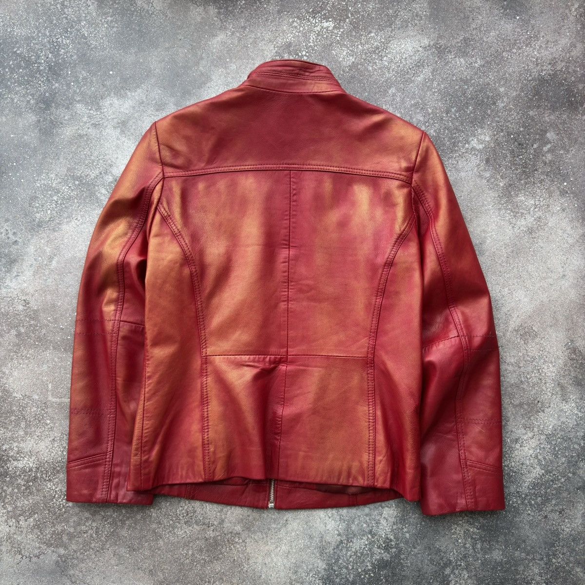20471120 Vintage Y2K Faded Biker Leather Jacket Size XS / US 0-2 / IT 36-38 - 3 Thumbnail