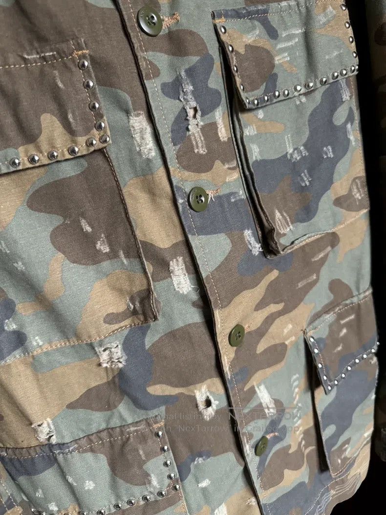 Amiri Amiri Denim Camo Shirt with Studs Size US S / EU 44-46 / 1 - 3 Thumbnail