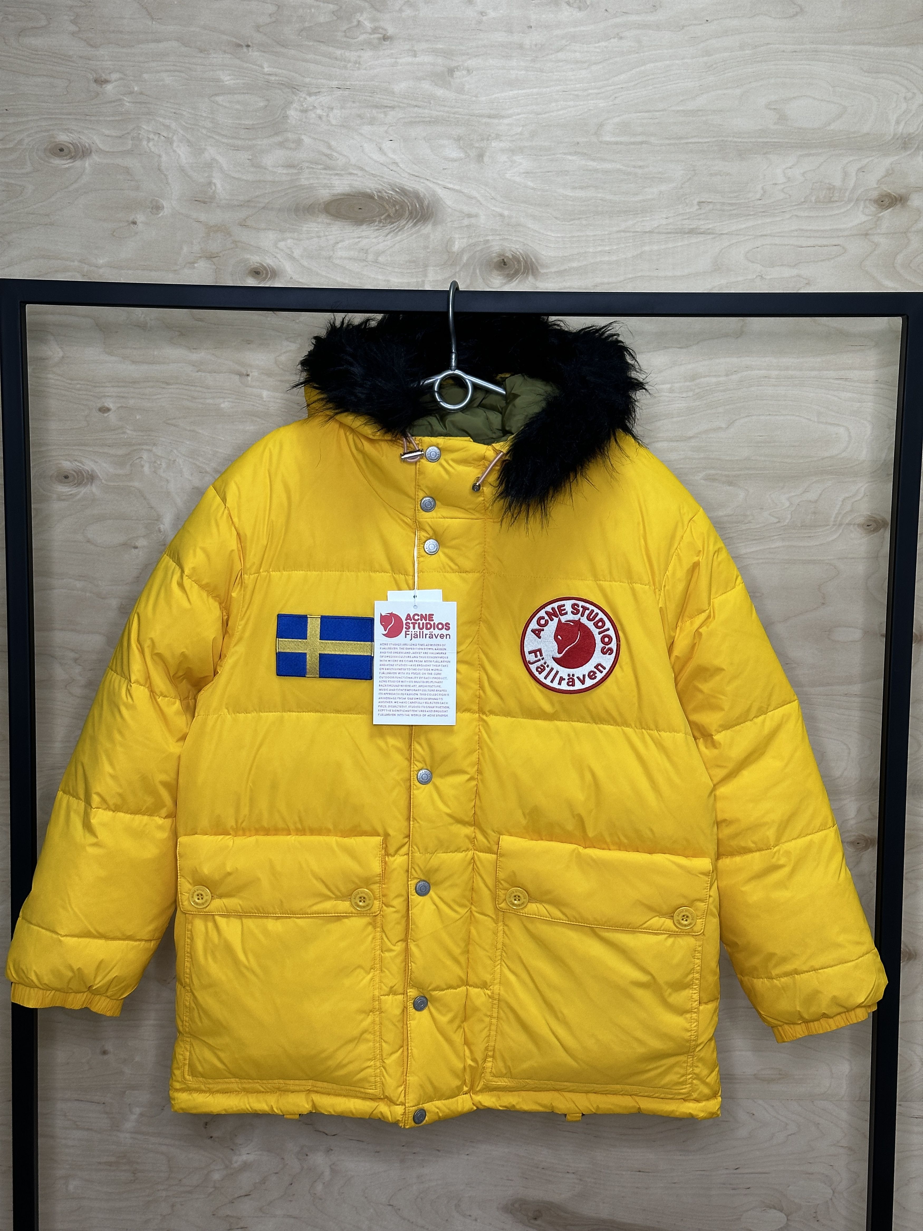 image of Acne Studios x Fjallraven Yellow Puffer Jacket Size S, Men's