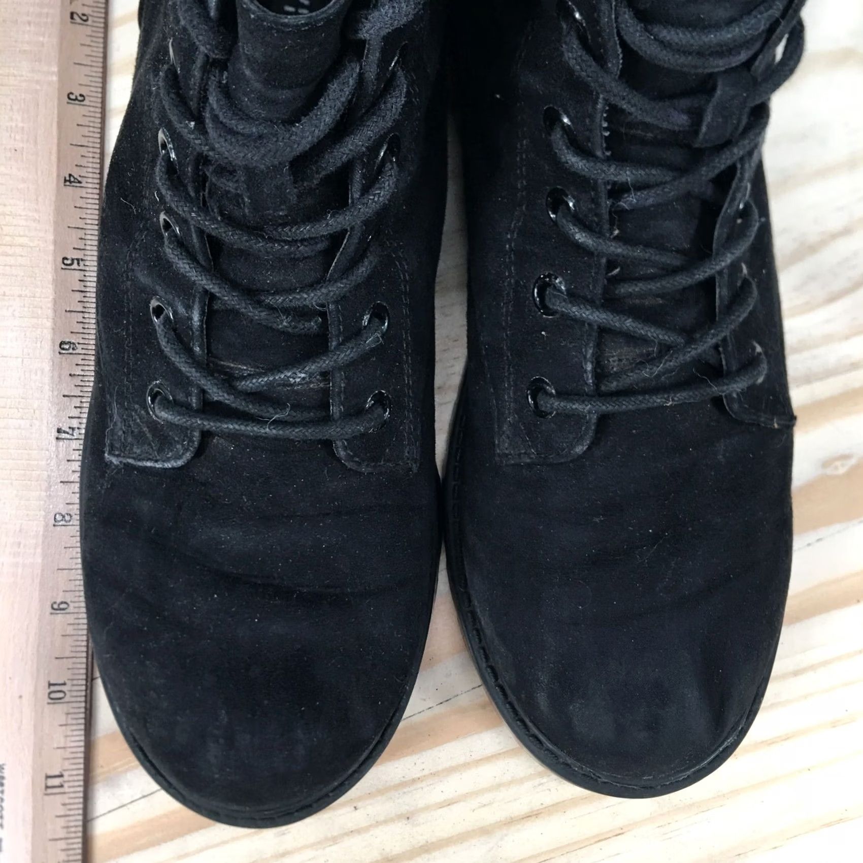 H&M Divided H&M Hiking Boots Womens 9.5 Black Suede Lace Up Ankle Bootie Shoes, Casual, Solid Black, 9.5 US, Divided by H&M, Boot, M, Women's Shoes Size L / US 10 / IT 46 - 5 Thumbnail