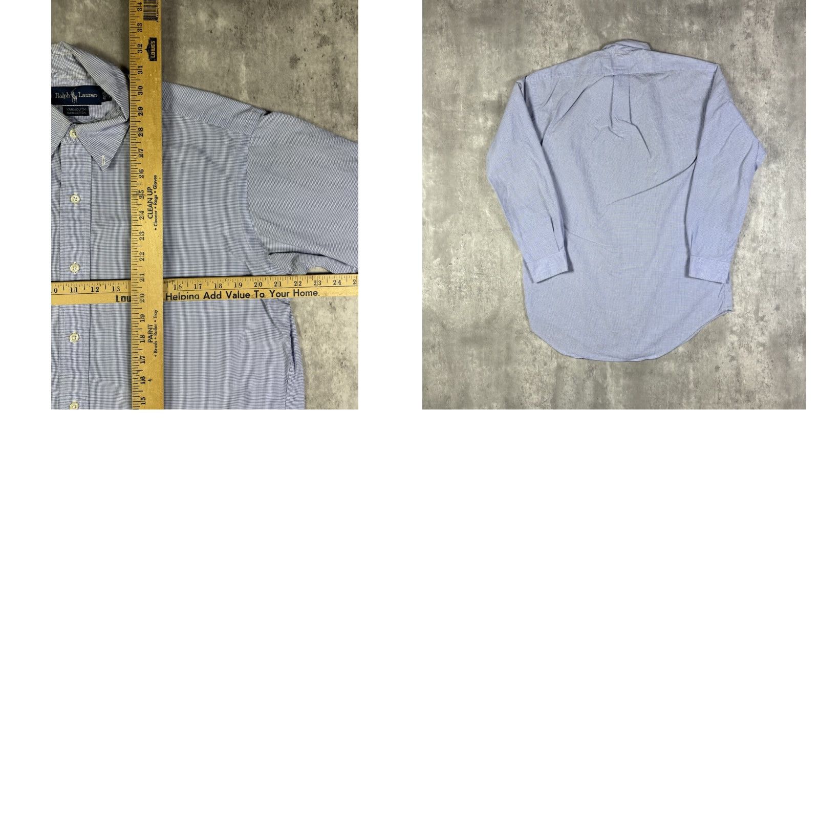 Ralph Lauren VINTAGE Ralph Lauren Blue Button-Down Woven Dress Shirt L Men's Plaid Cotton Shirt Size 42R - 8 Thumbnail