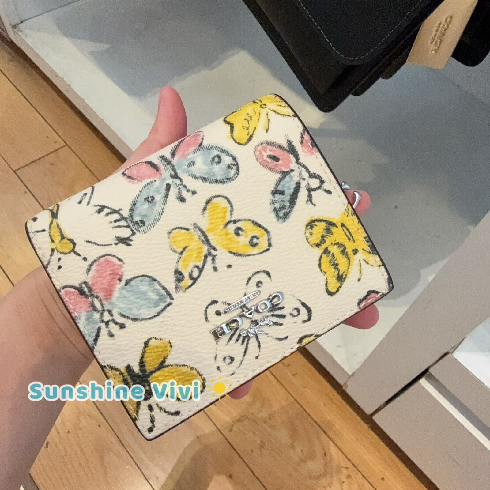 Coach NWT Coach Snap Wallet CAP10 Chalk Yellow Butterfly Charm Size ONE SIZE - 1 Thumbnail