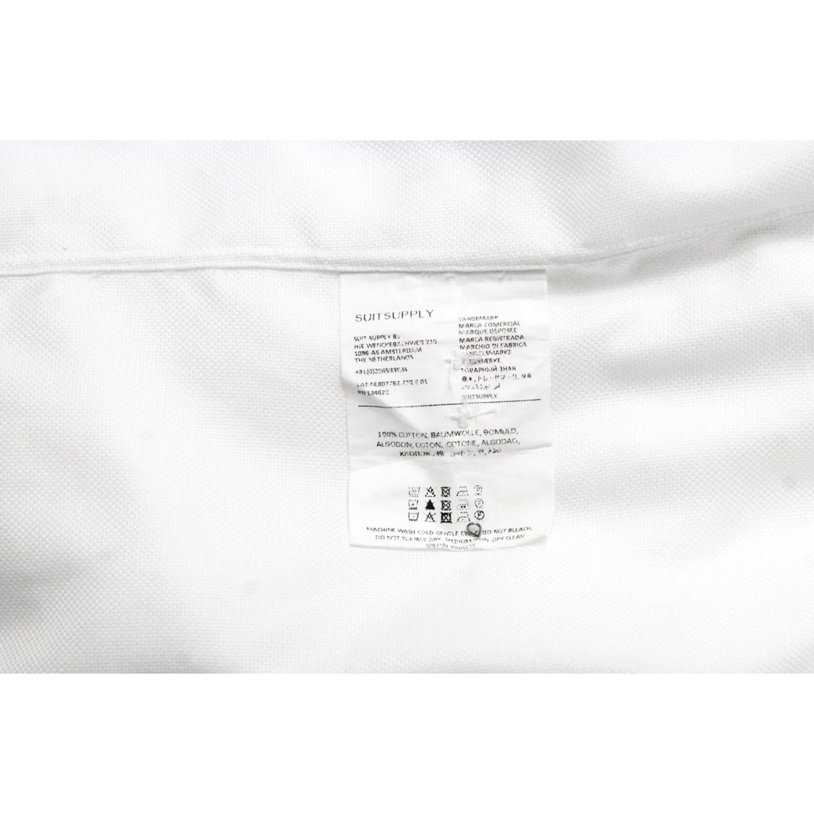 Suitsupply Suitsupply Slim Fit Formal Shirt Men's SMALL Spread Collar Patterned White Shirt Mens Small White Patterned Slim Fit Formal Shirt Size 36R - 6 Thumbnail