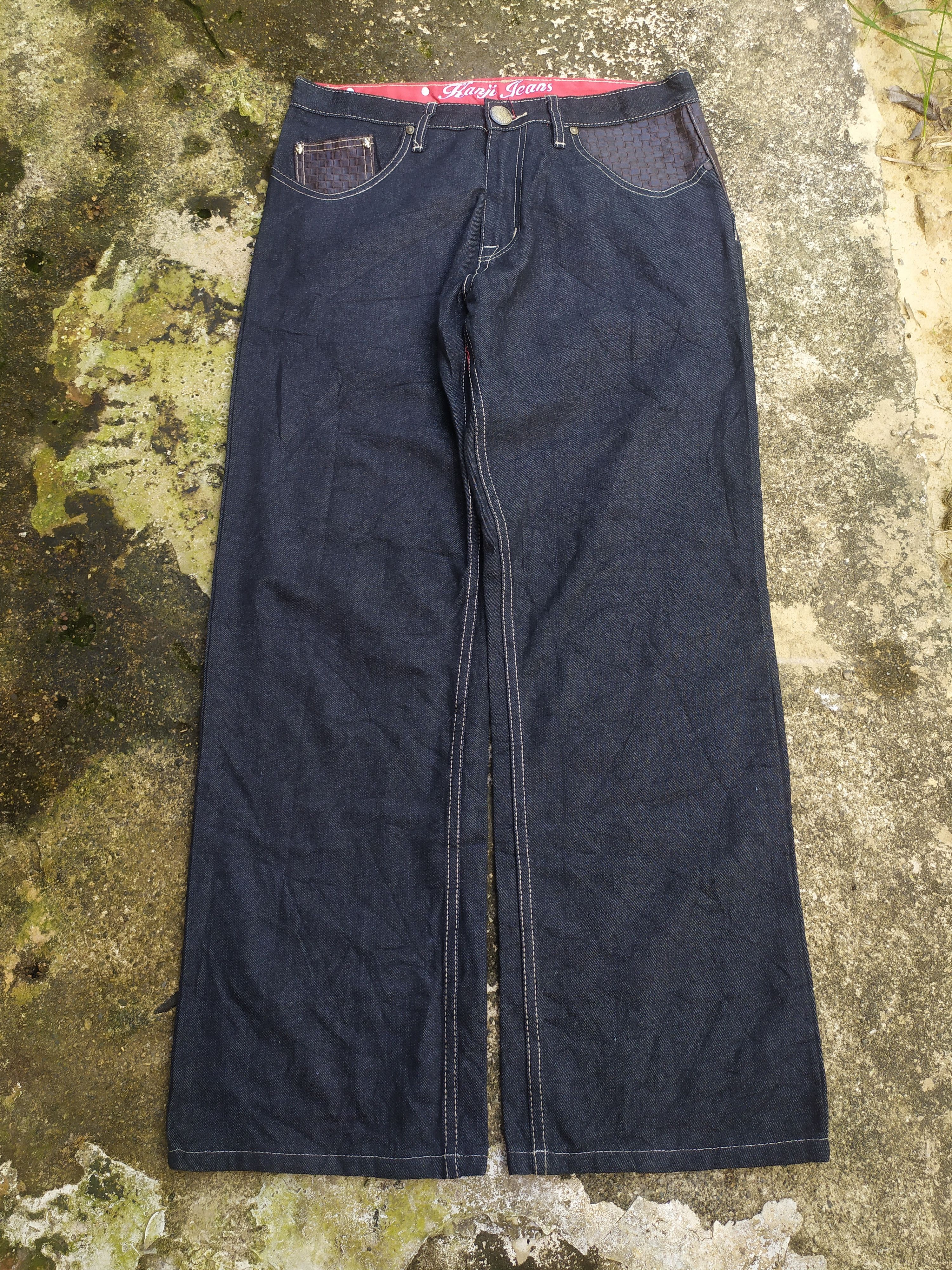 JNCO Kanji Jeans Baggy Leather Pocket Design Size US 34 / EU 50 - 2 Thumbnail