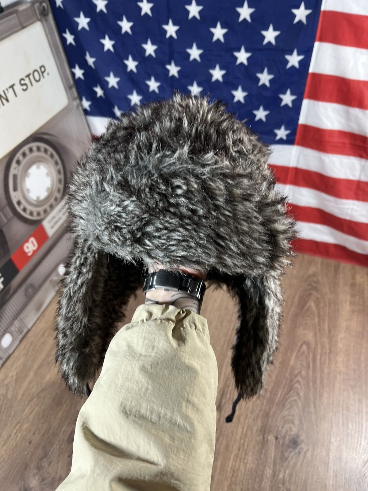 Japanese Brand Vintage Fuzzy Mohair Ushanka Drill Hat Y2k Size ONE SIZE - 1 Thumbnail