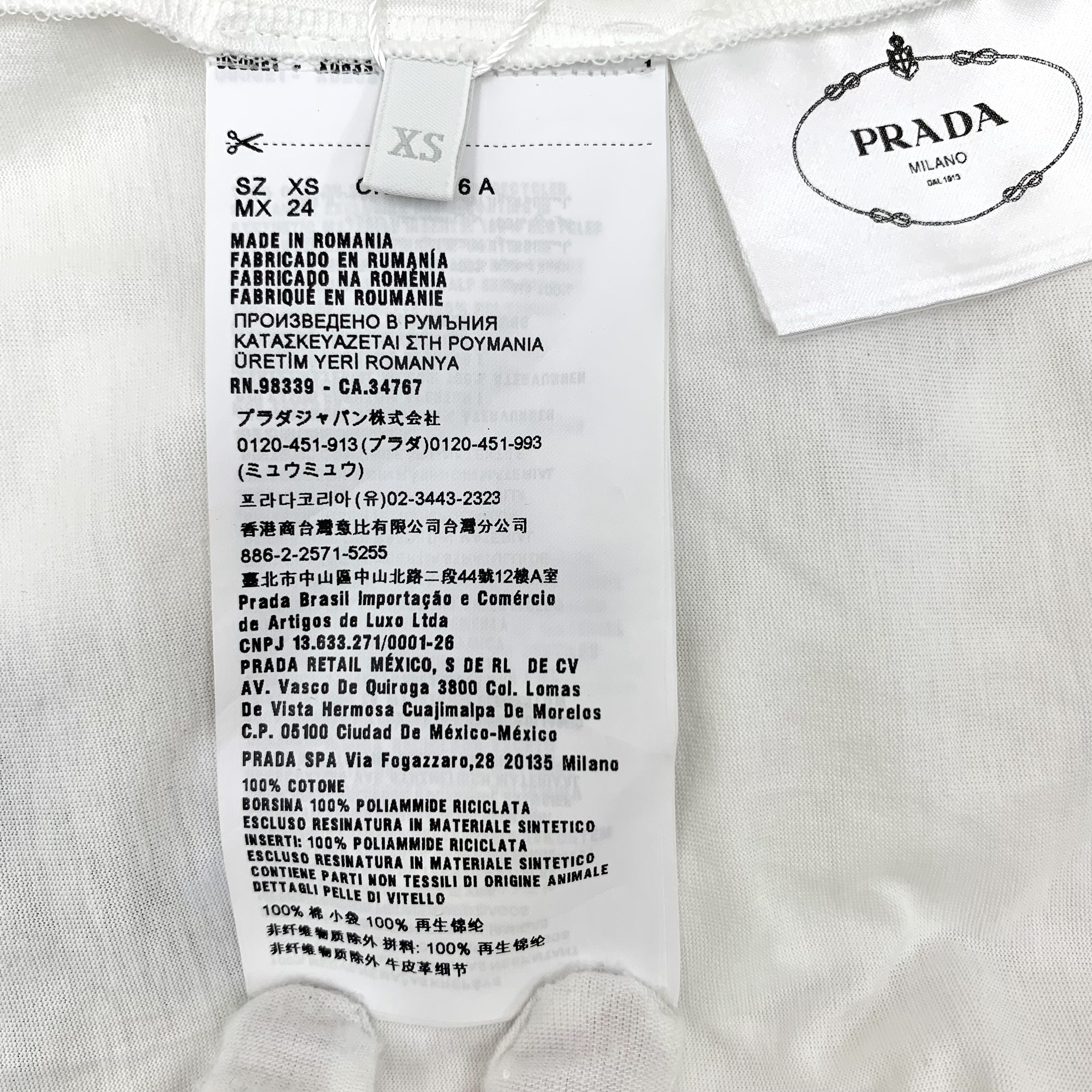 Prada Prada Triangle Pocket T-Shirt White (XS) Size US XS / EU 42 / 0 - 8 Thumbnail