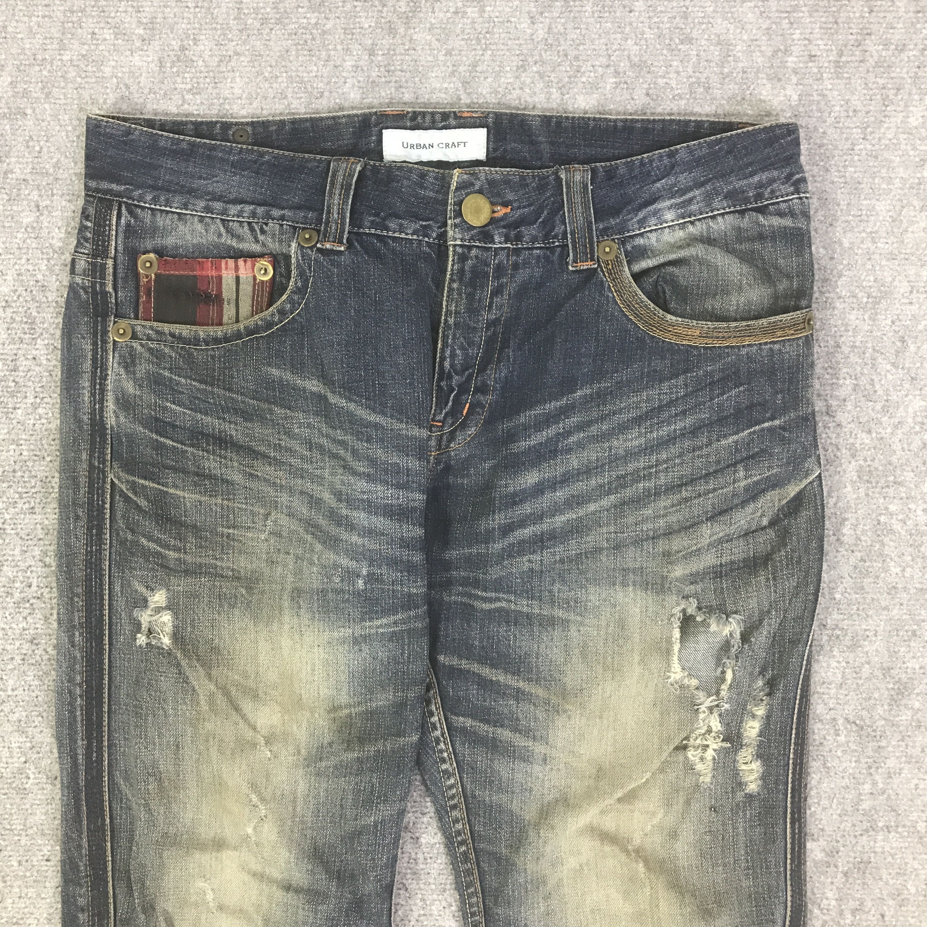 Japanese Brand URBANCRAFT DISTRESSED JEANS BOOTCUT DENIM PANTS K129B15 Size US 33 - 2 Thumbnail