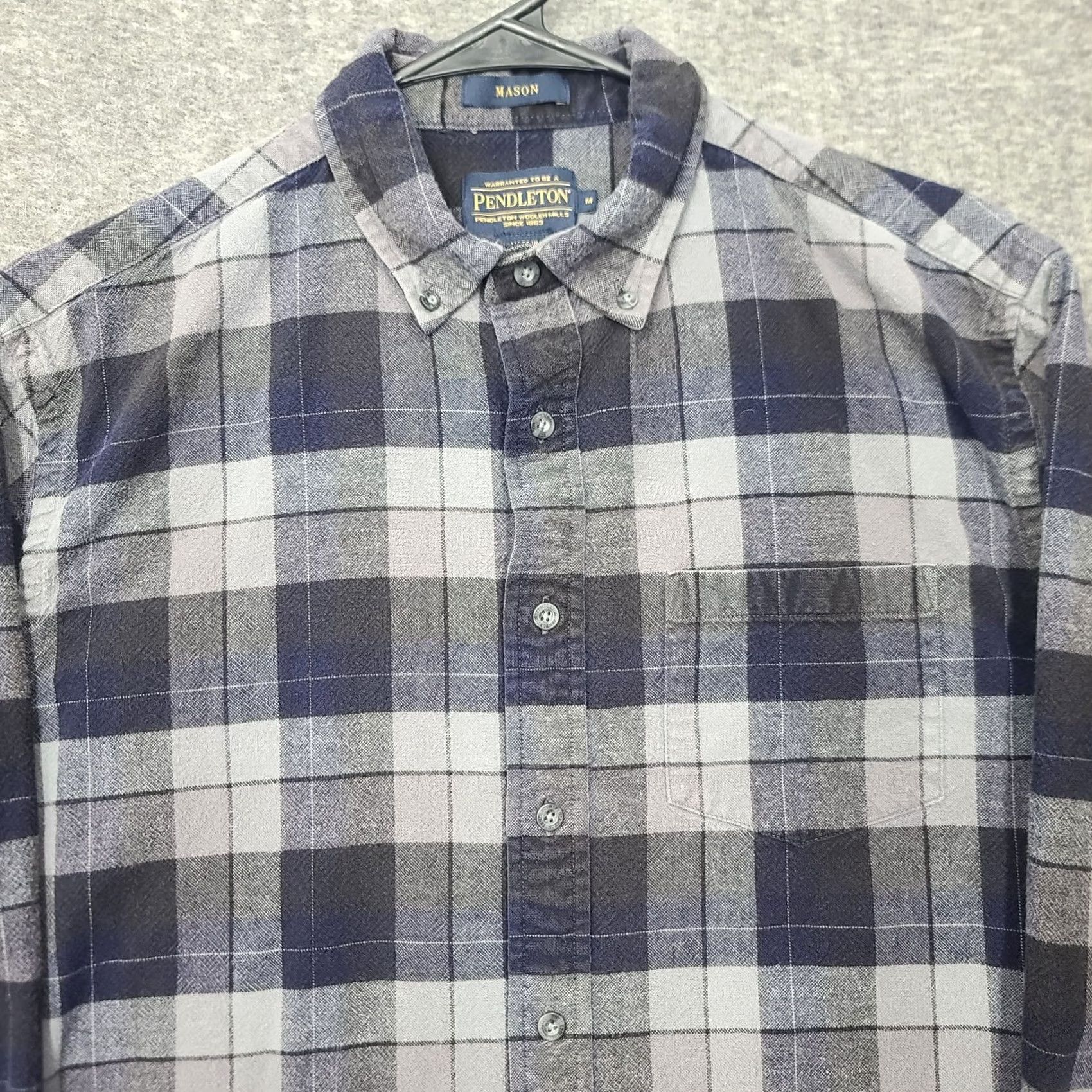 Pendleton Pendleton Mason Cotton Flannel Shirt Mens M Long Sleeve Plaid Button Down Blue Gray Size US M / EU 48-50 / 2 - 4 Thumbnail