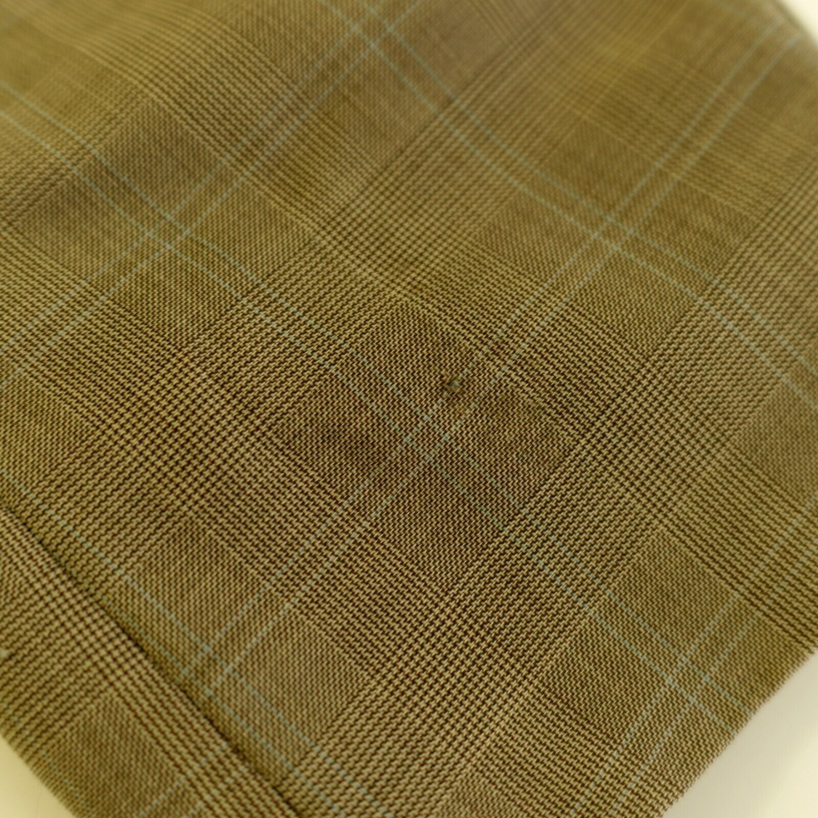 Ralph Lauren DAMAGED Lauren Ralph Lauren Wool Tan Plaid W/ Blue Windowpan Size 40L - 16 Thumbnail