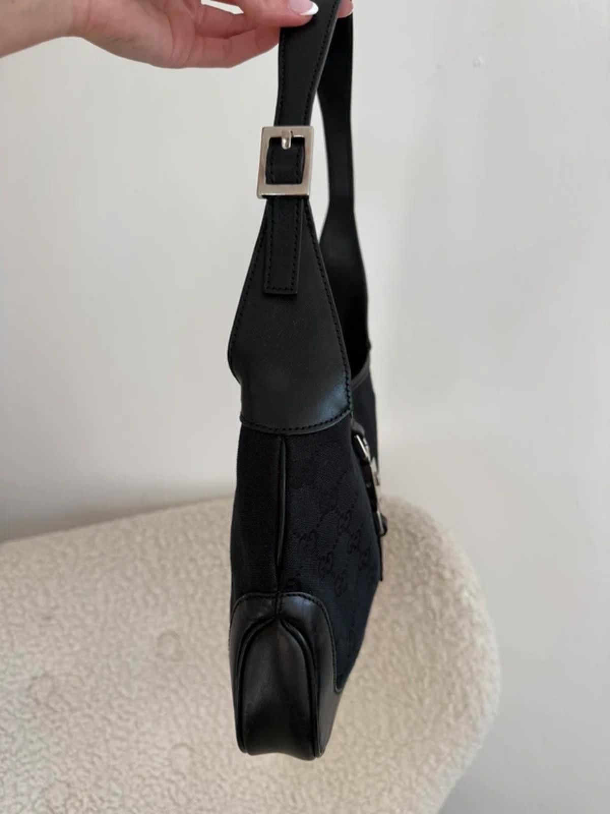 Gucci Gucci Jackie GG Canvas Shoulder Bag – Black Size ONE SIZE - 6 Thumbnail