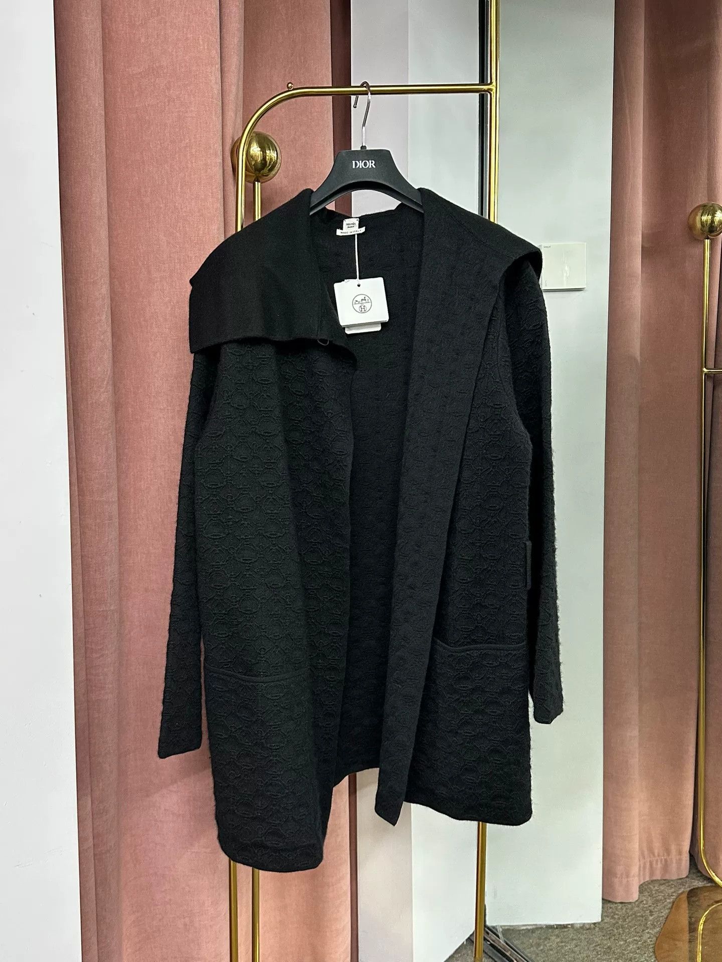 Hermes Black Cashmere Cardigan Coat